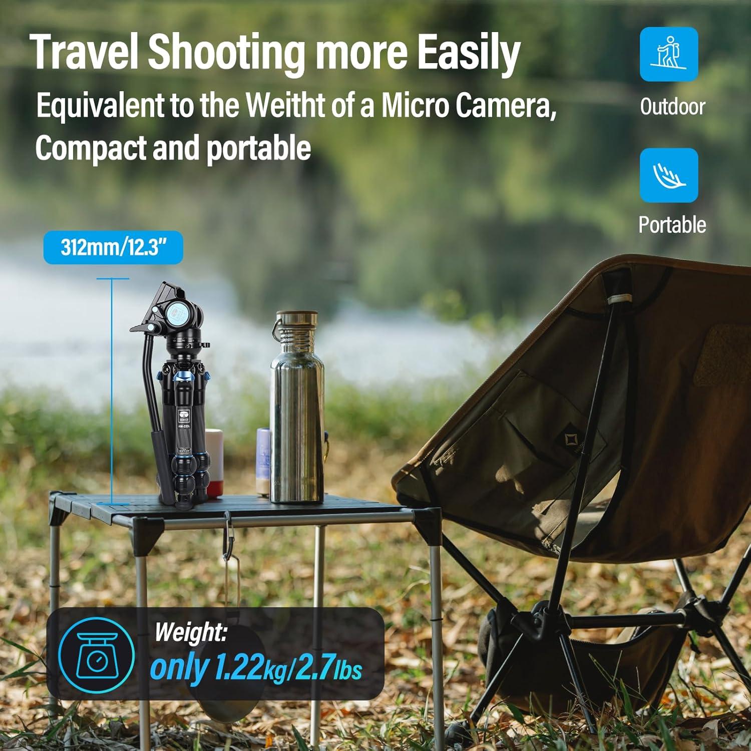 Trípode Mini SIRUI AM-223L con Cabezal Fluido VA-5, 1.22 kg