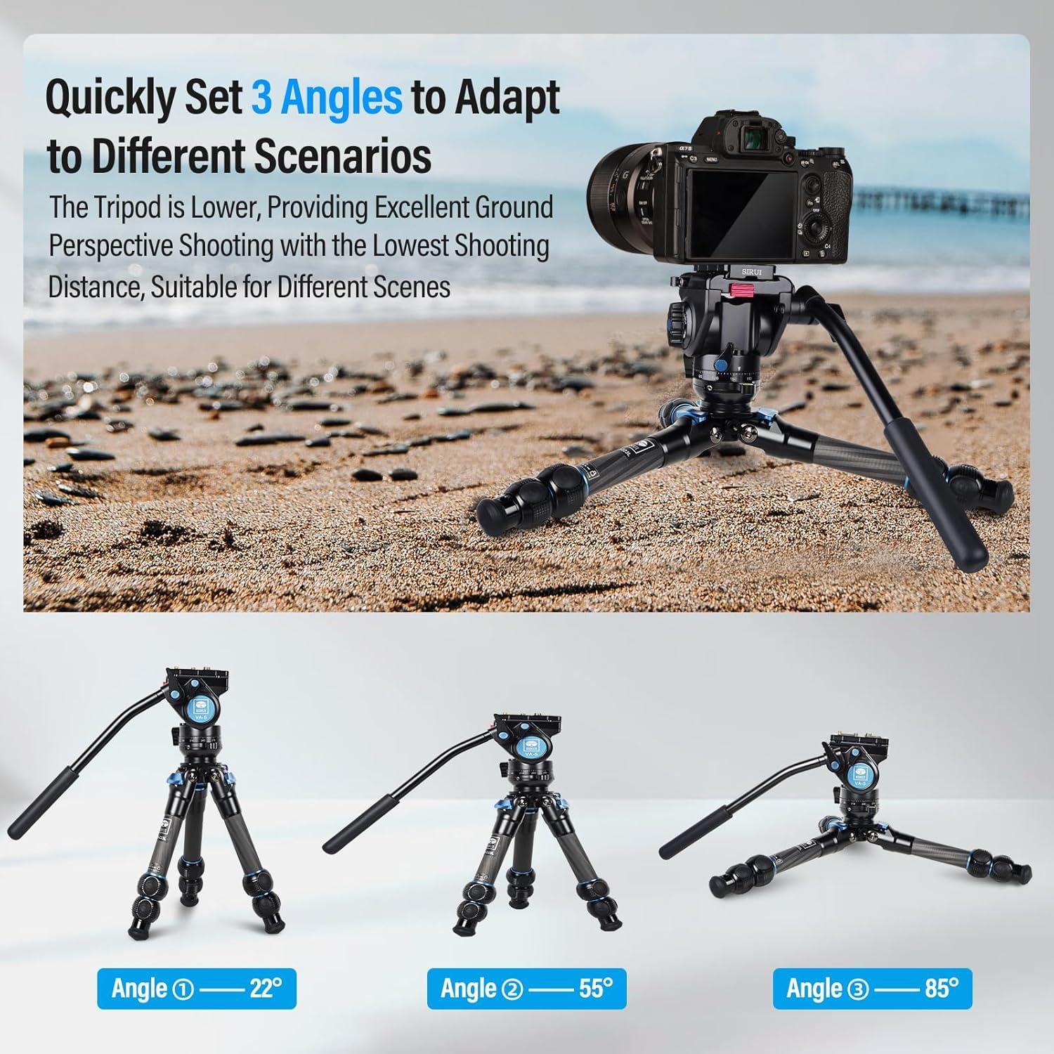 Trípode Mini SIRUI AM-223L con Cabezal Fluido VA-5, 1.22 kg