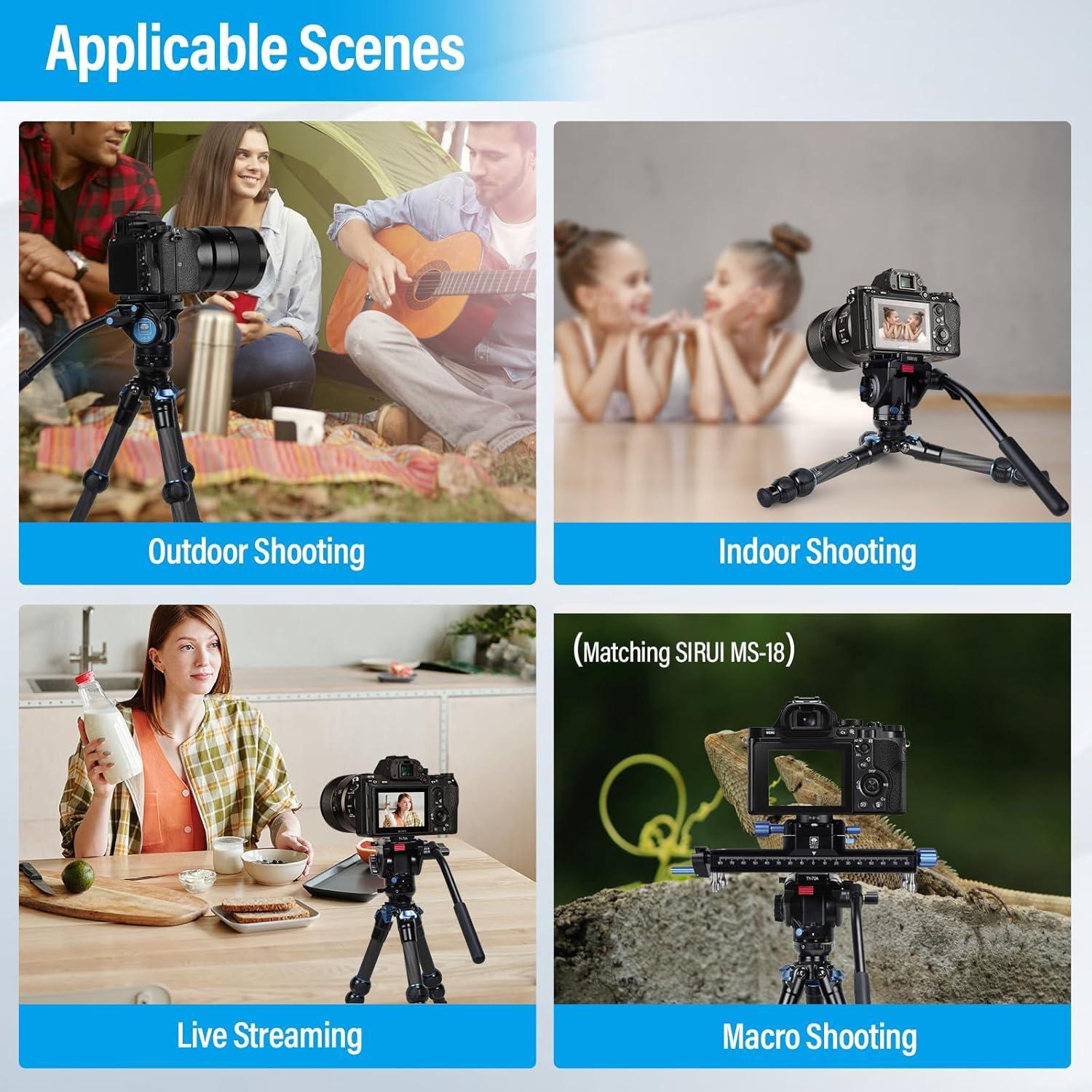 Trípode Mini SIRUI AM-223L con Cabezal Fluido VA-5, 1.22 kg