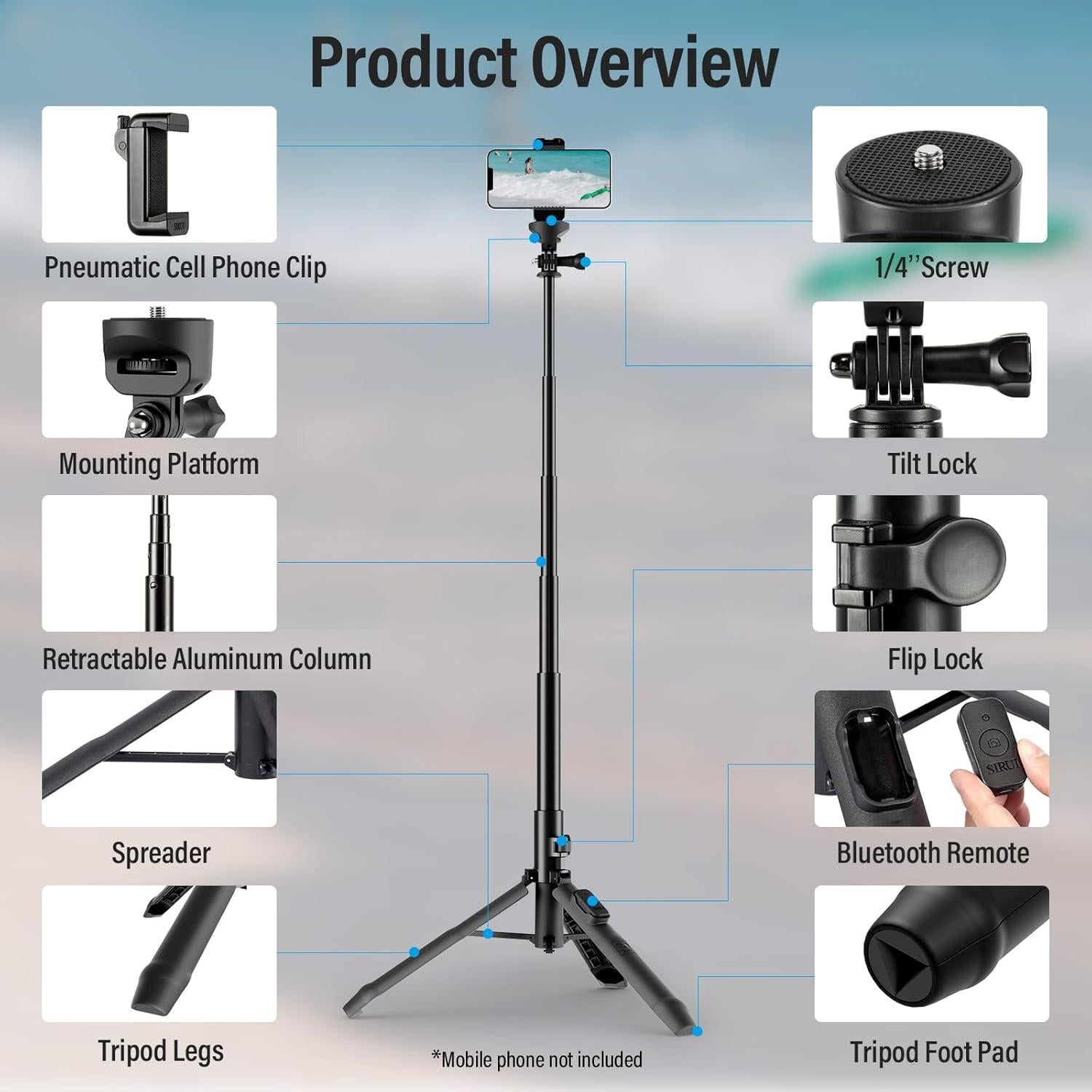 Trípode Portátil SIRUI MS-01K con Control Remoto Bluetooth