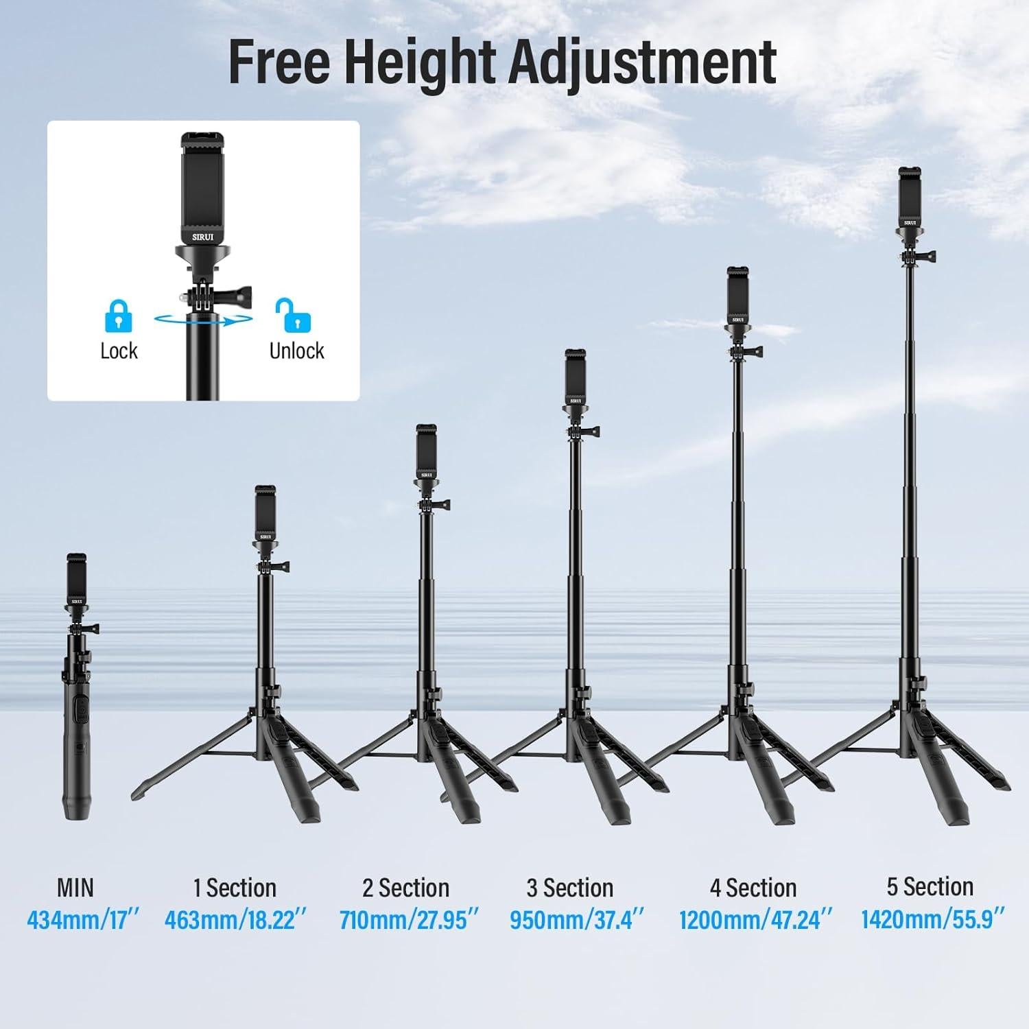 Trípode Portátil SIRUI MS-01K con Control Remoto Bluetooth