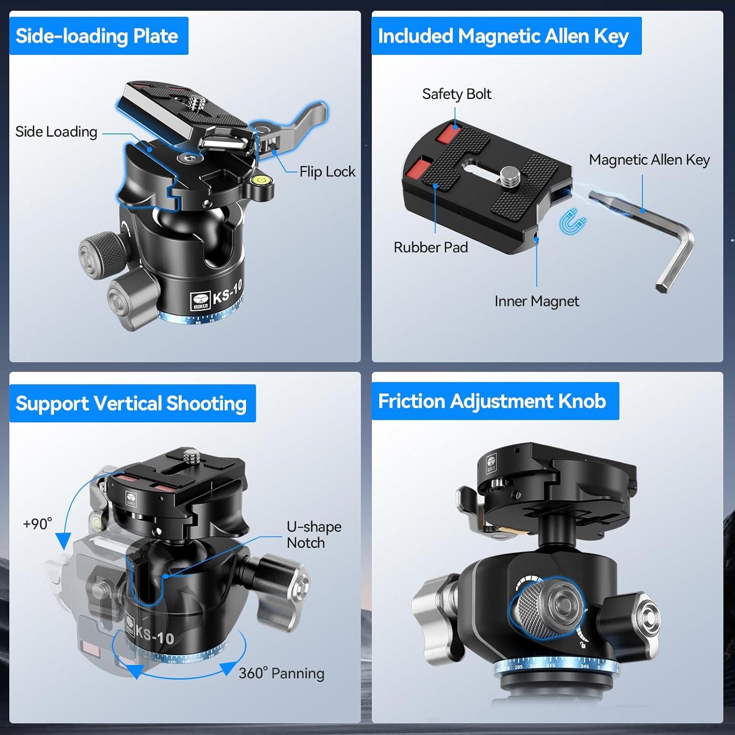 Trípode de Viaje SIRUI L-224FL con Cabeza de Bola KS-10