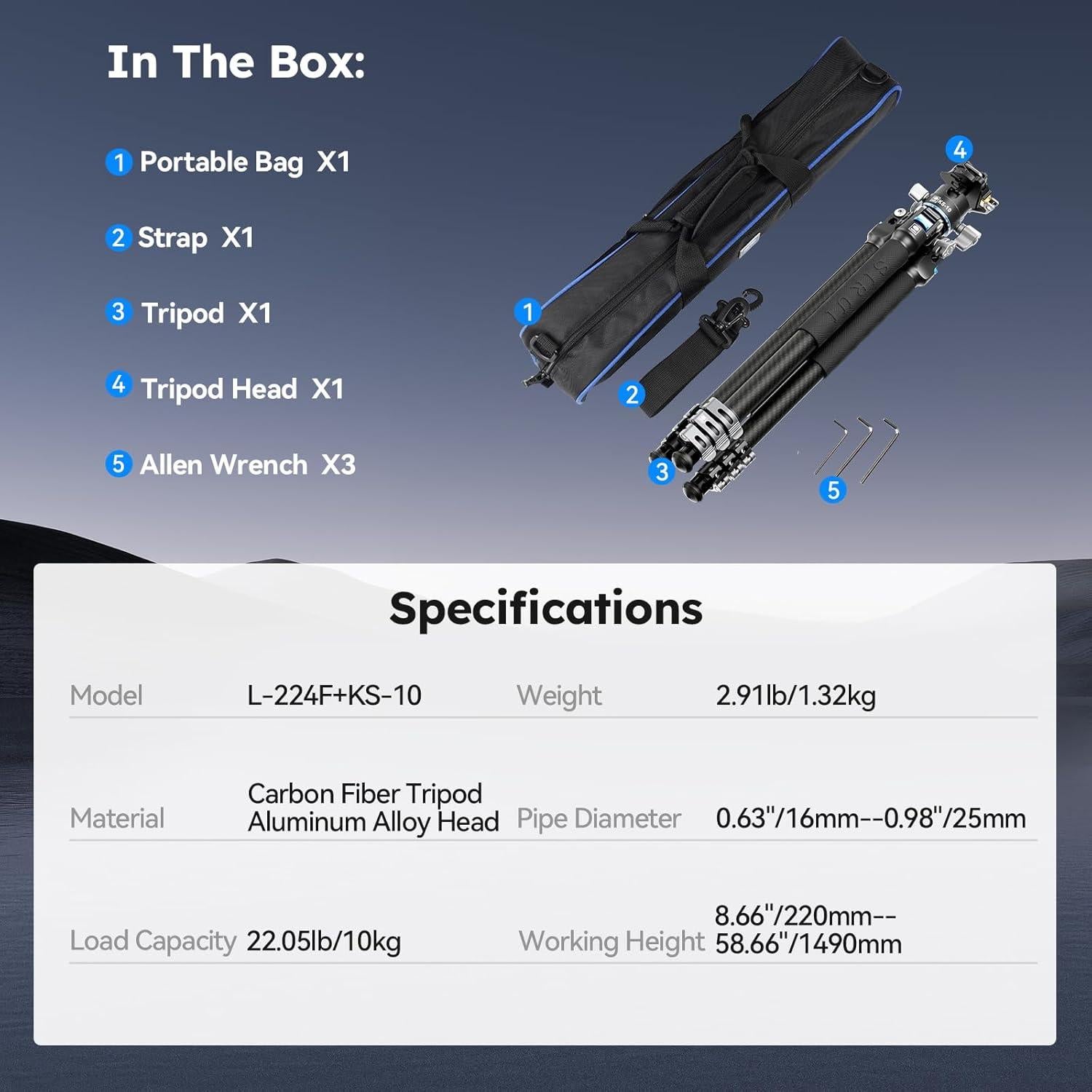 Trípode de Viaje SIRUI L-224FL con Cabeza de Bola KS-10