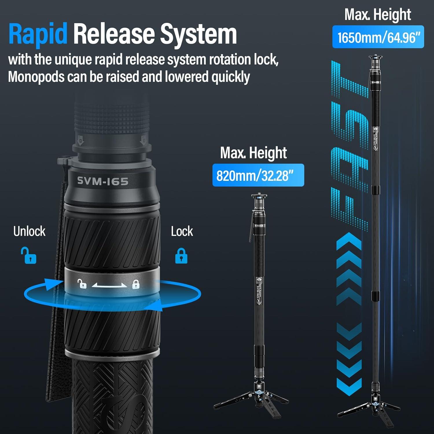 Monopie Profesional SIRUI SVM-165 de Fibra de Carbono 10kg