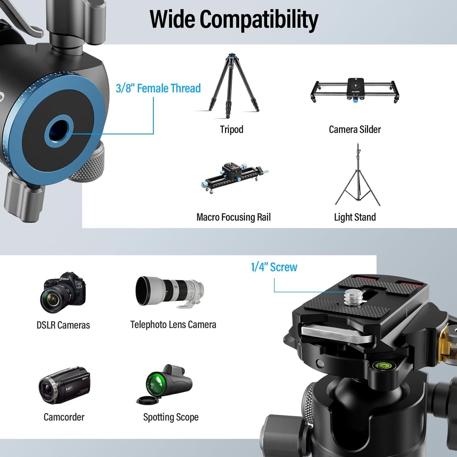 Cabezal de Bola QR Gravedad Baja Sirui KS-10 15kg