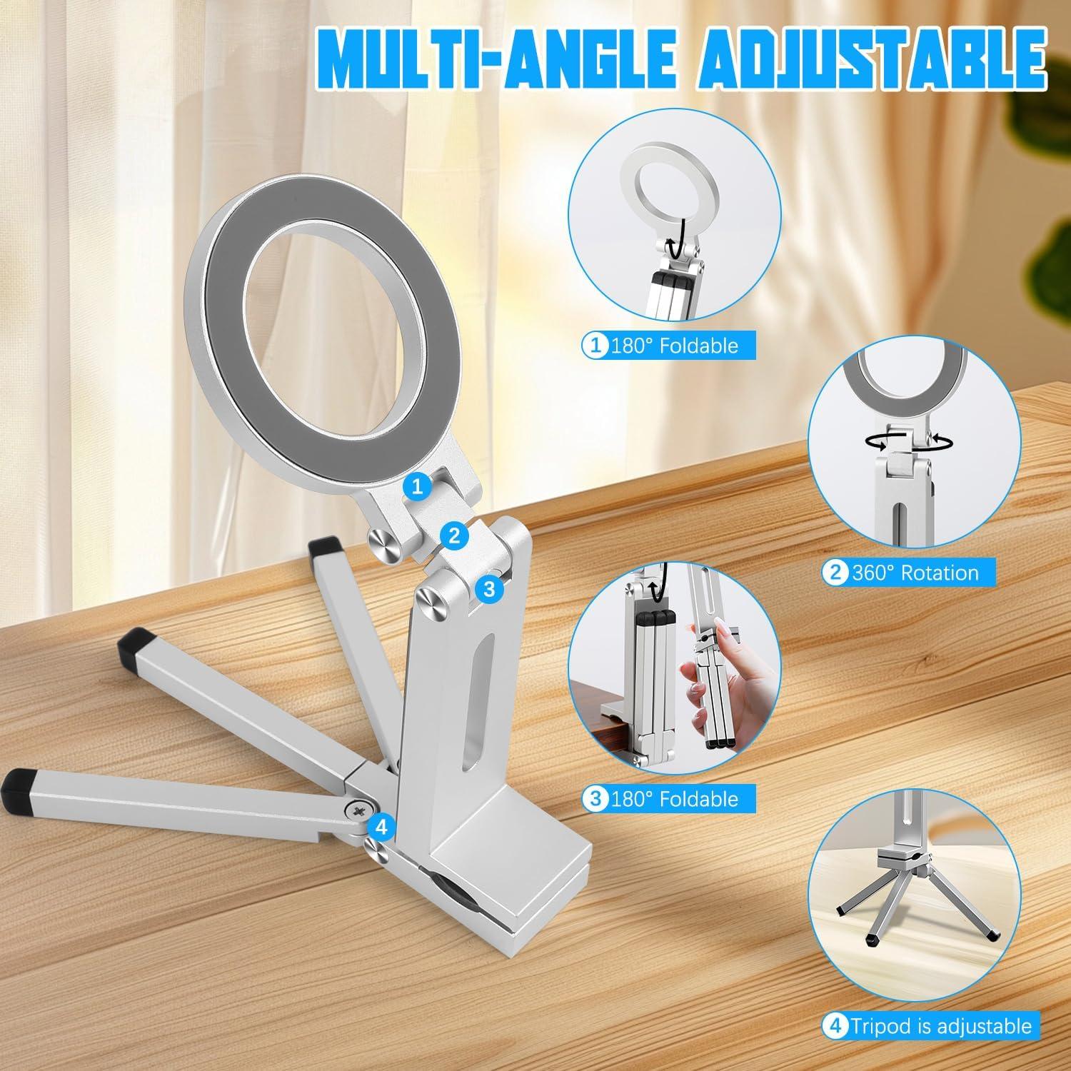 Soporte de trípode magnético FunApricity para teléfono plata