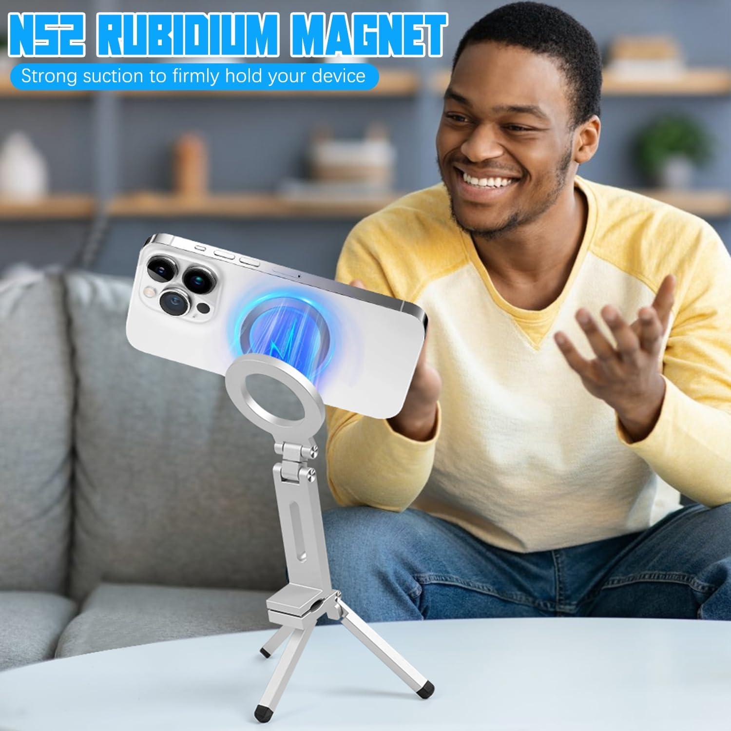 Soporte de trípode magnético FunApricity para teléfono plata