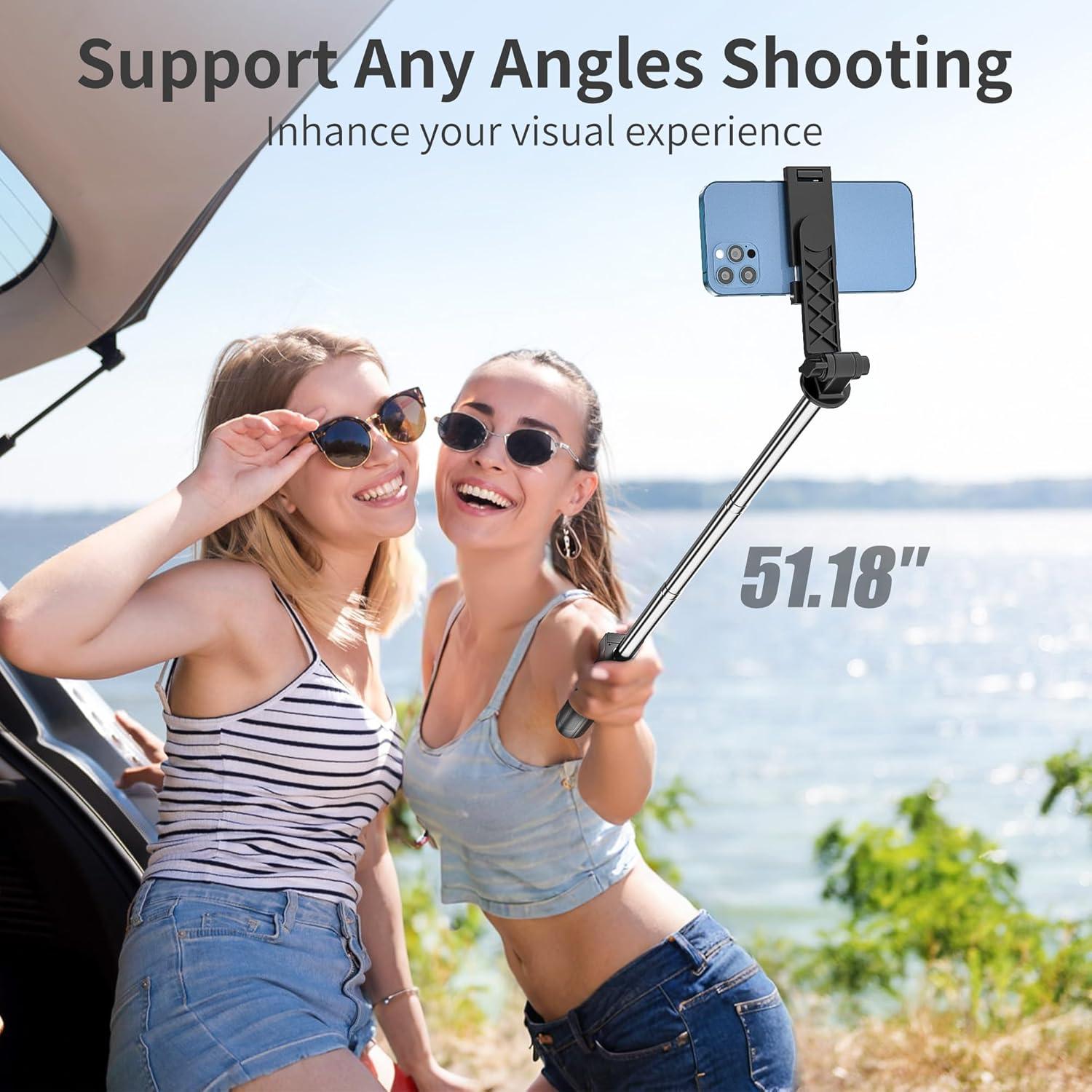 Selfie Stick Trípode BKWITY 132 cm con Control Remoto