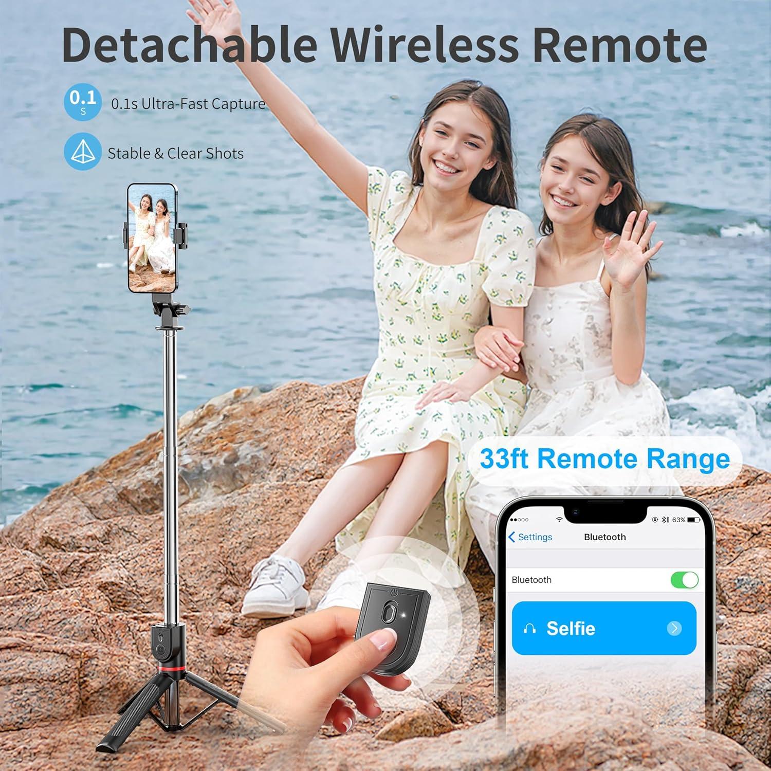 Selfie Stick Trípode BKWITY 132 cm con Control Remoto