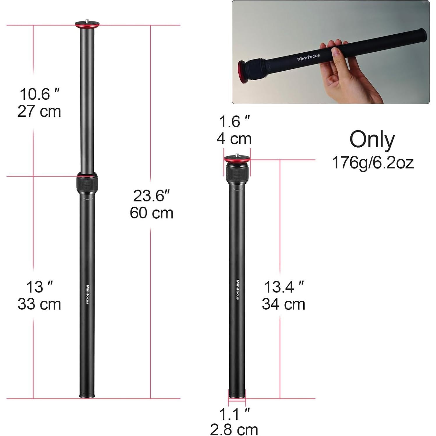 Extensión de Trípode MINIFOCUS 2 Secciones 59.5cm Aluminio