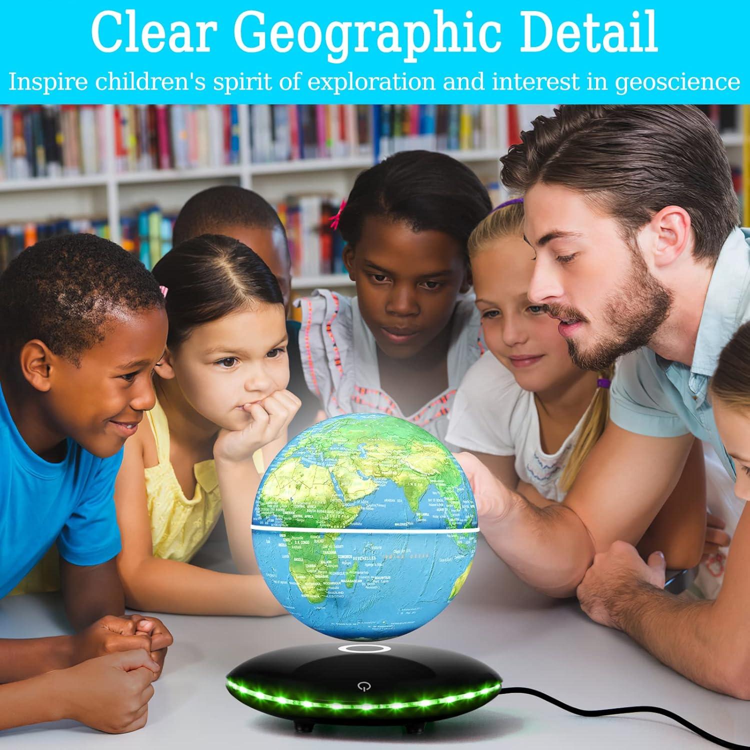 Globo Levitatante Magnético Mapa Mundial 15,24 cm LED