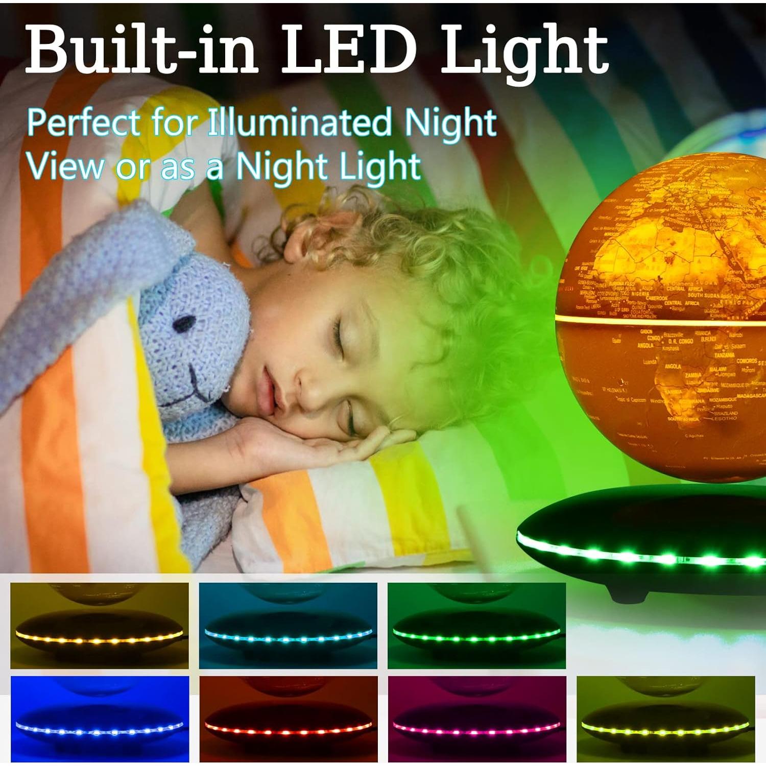 Globo Levitatante Magnético Mapa Mundial 15,24 cm LED