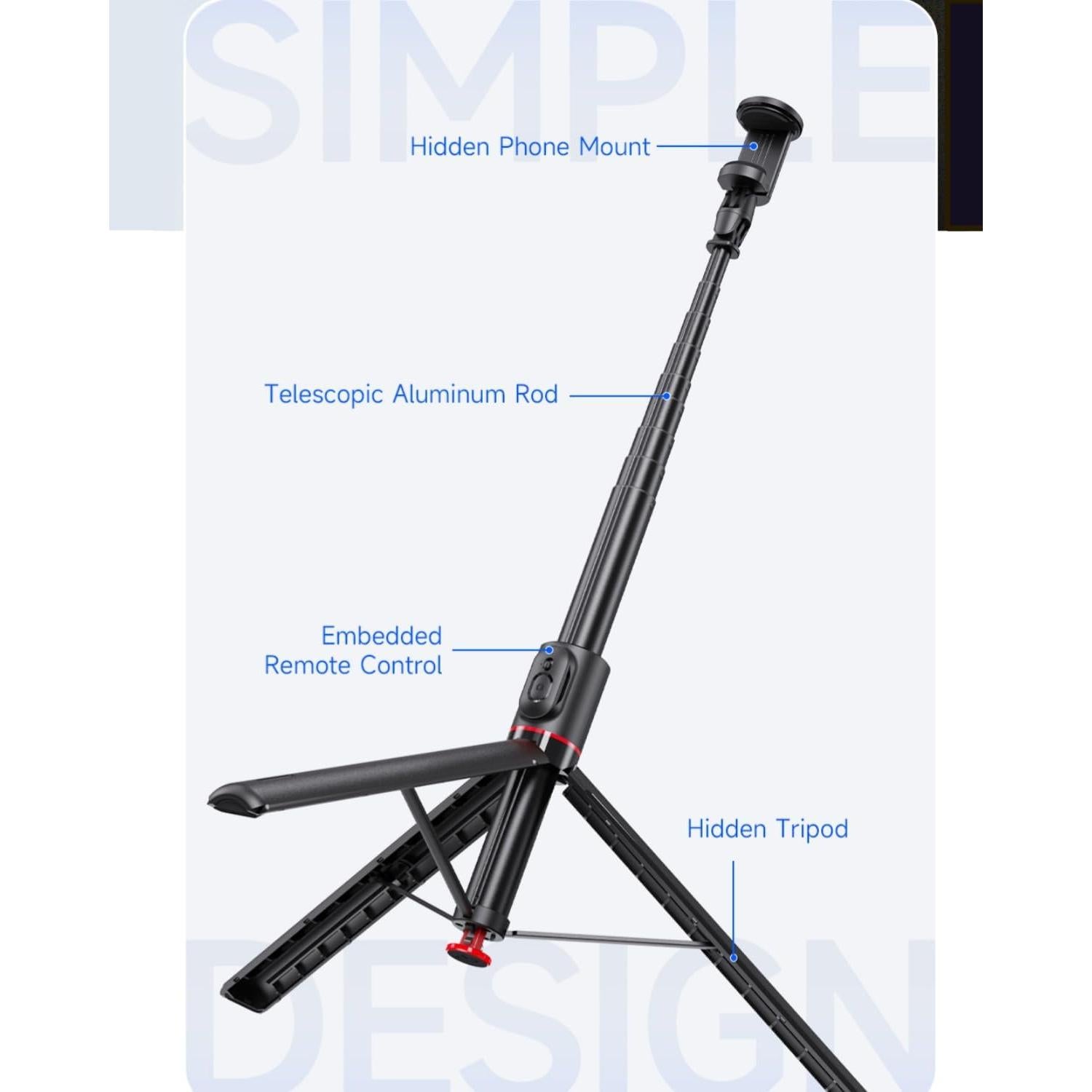 Palo de Selfie Magnético Automático 1.77m con Trípode y Control Remoto