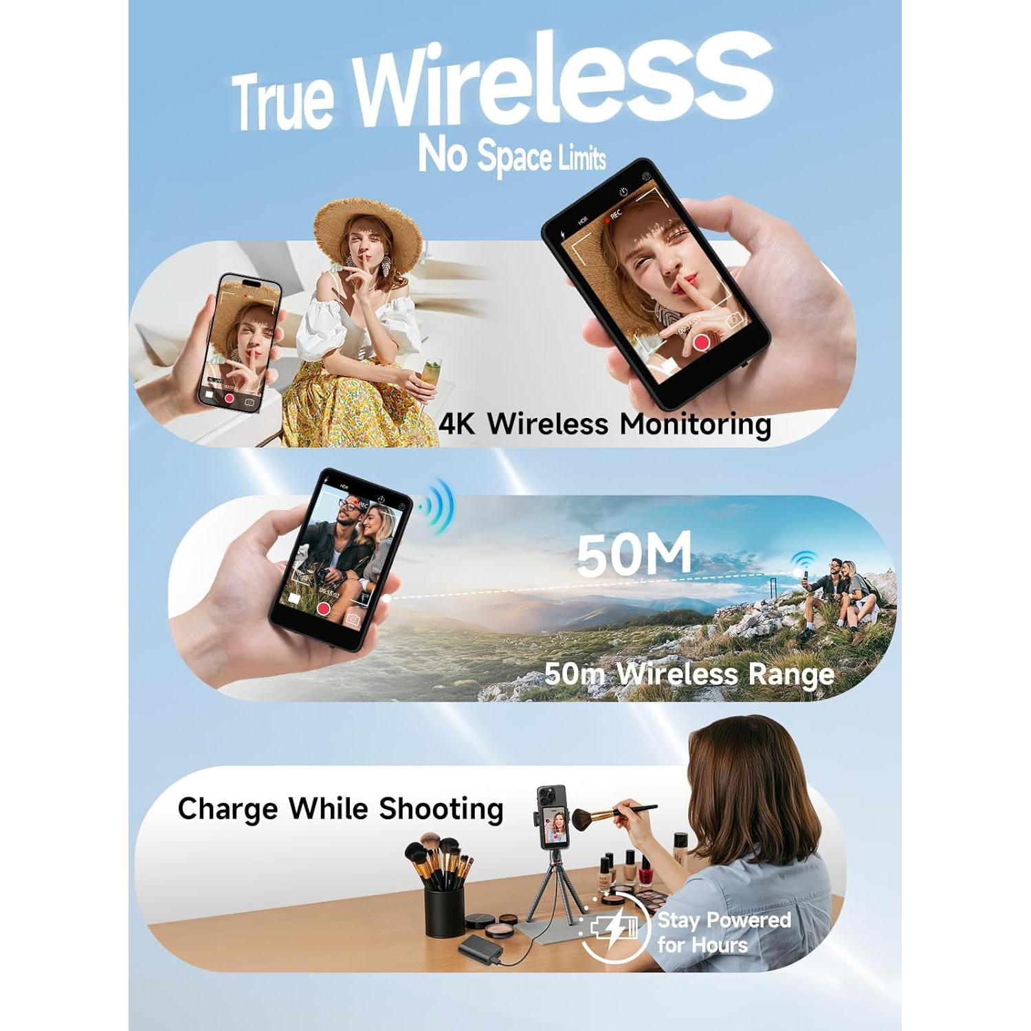 Monitor Selfie Inalámbrico 4K SYNCO XView M4 para iPhone/Android