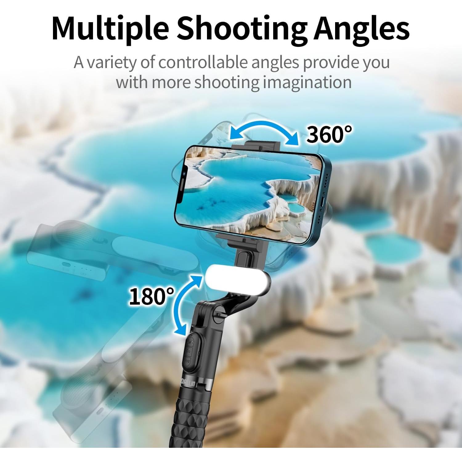 Estabilizador Gimbal TOALLIN para Smartphone con Luz y Control Remoto