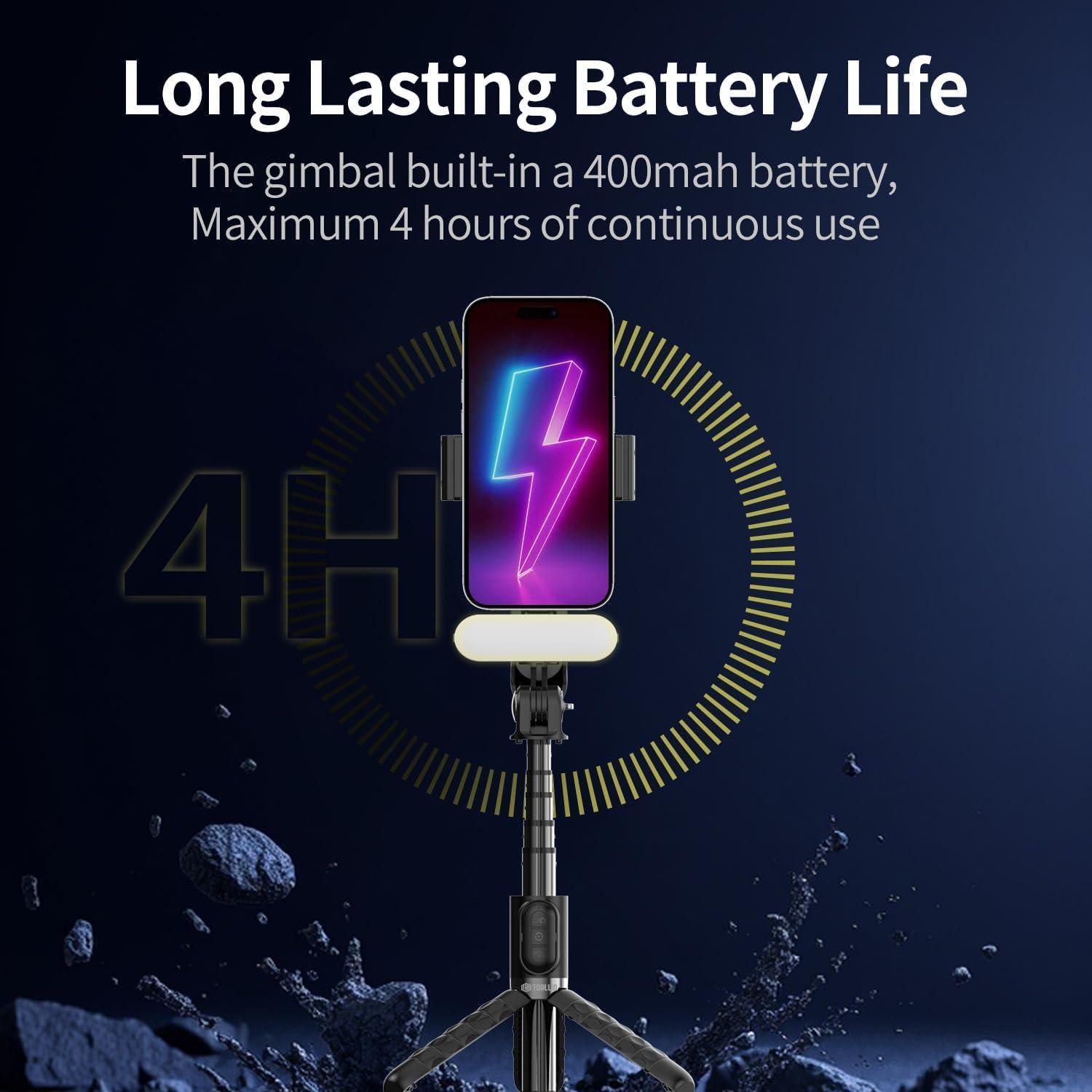 Estabilizador Gimbal TOALLIN para Smartphone con Luz y Control Remoto