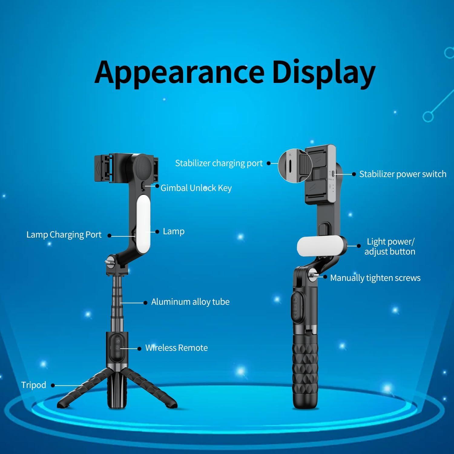 Estabilizador Gimbal TOALLIN para Smartphone con Luz y Control Remoto