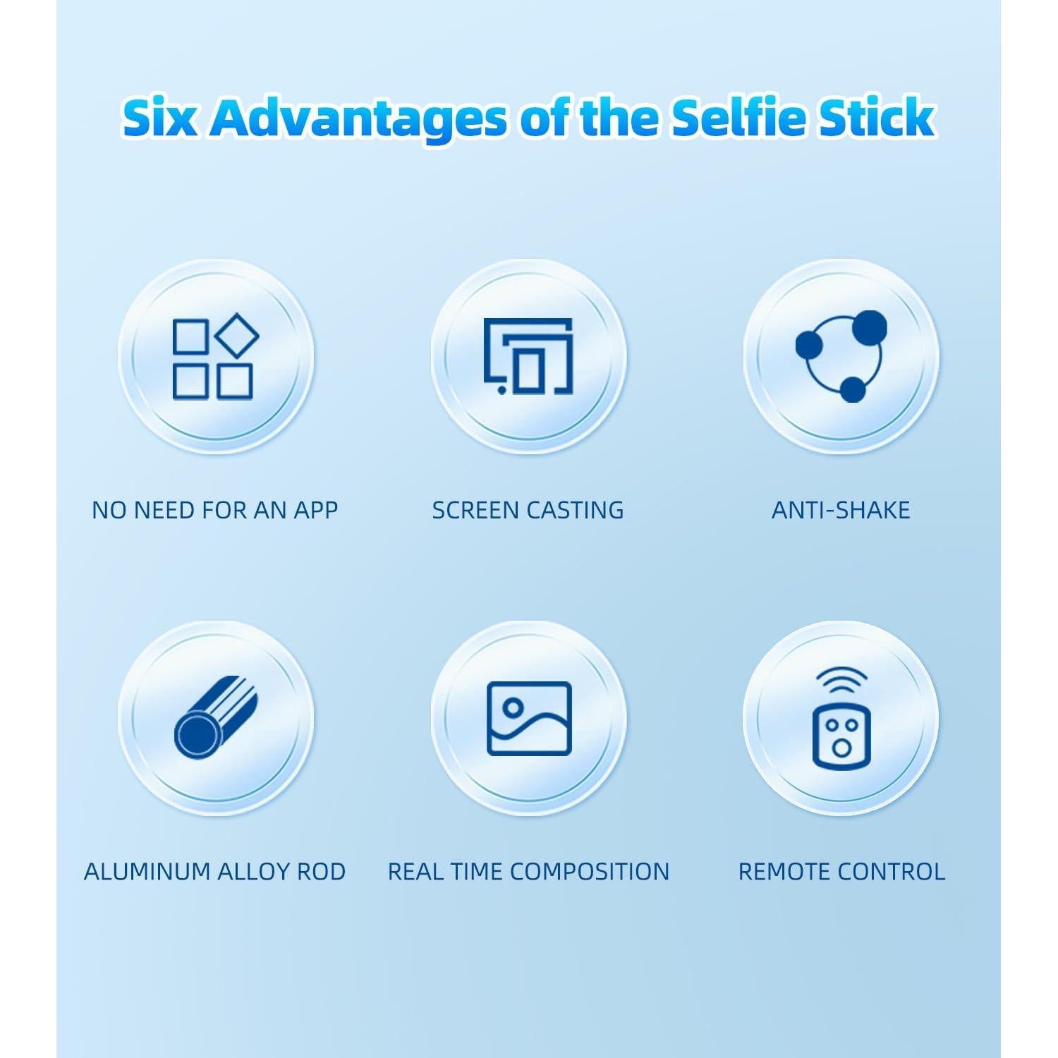 Palo Selfie Flymoon con Control Remoto y Pantalla Desmontable 173 cm