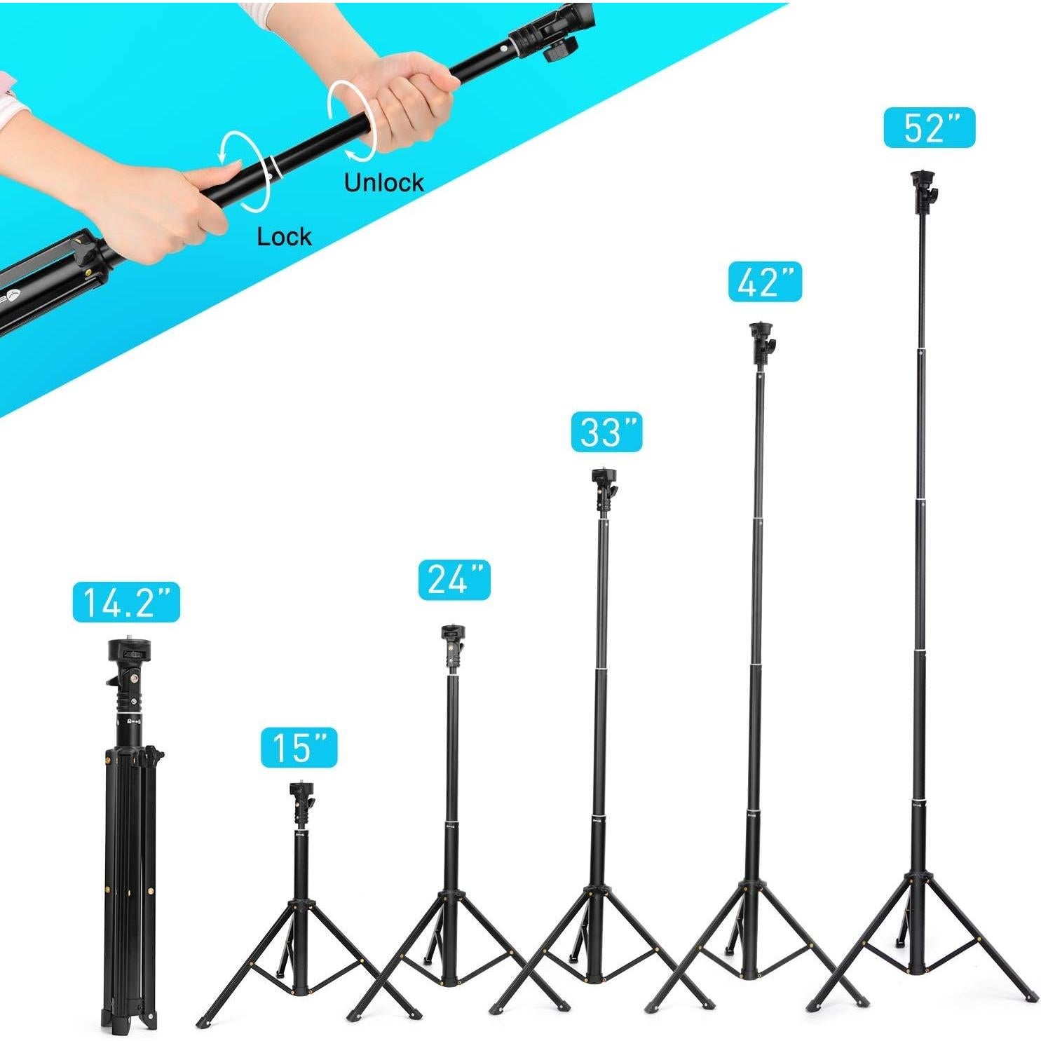Trípode para Selfie YESKER 52" Ajustable con Control Remoto