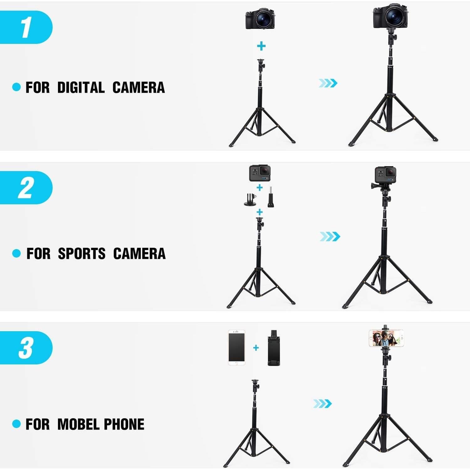 Trípode para Selfie YESKER 52" Ajustable con Control Remoto