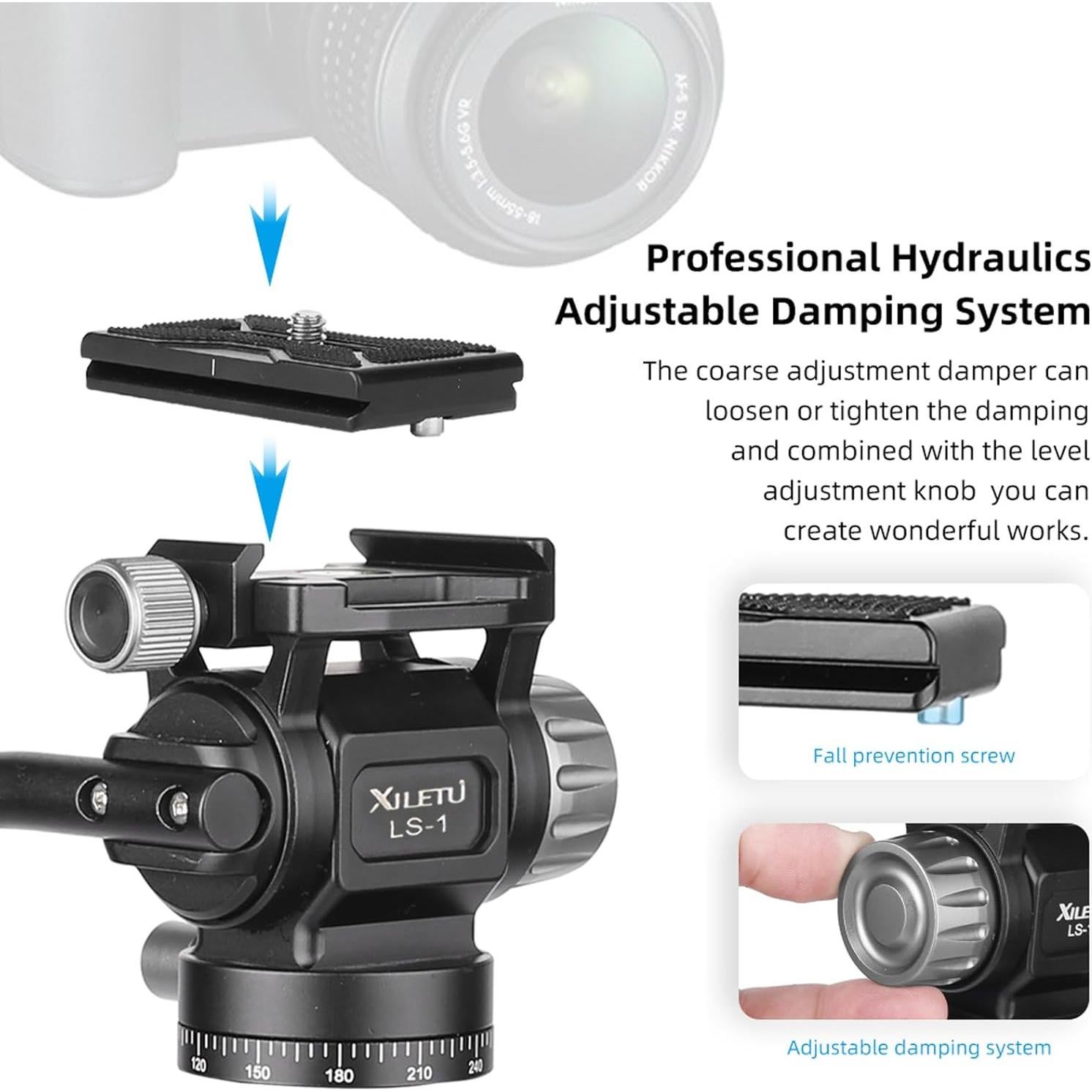 Cabezal de video fluido XILETU LS-1 con placa Arca Swiss 6kg