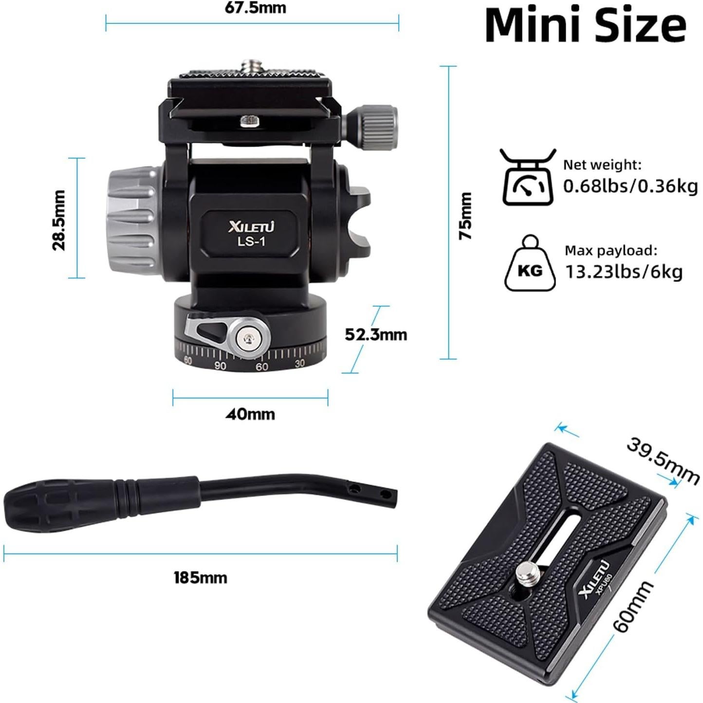 Cabezal de video fluido XILETU LS-1 con placa Arca Swiss 6kg