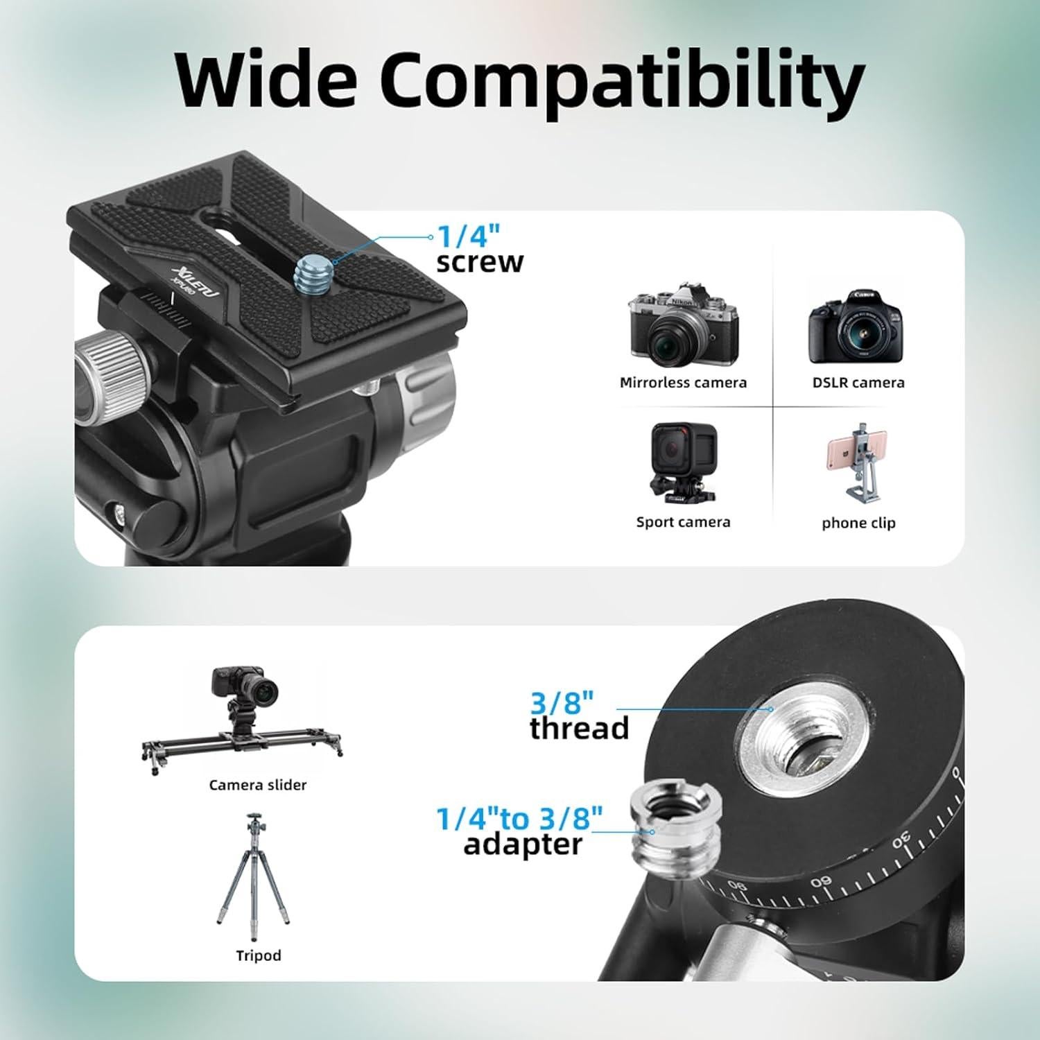 Cabezal de video fluido XILETU LS-1 con placa Arca Swiss 6kg