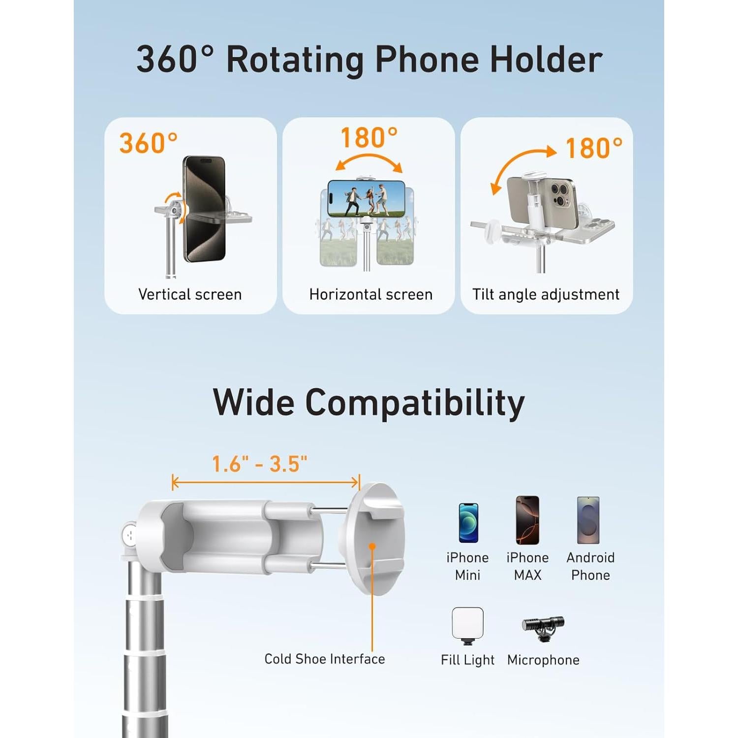 Soporte de Trípode para Teléfono Telesin 70" Ajustable 180cm