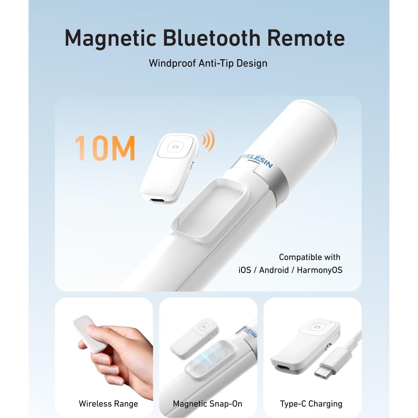Soporte de Trípode para Teléfono Telesin 70" Ajustable 180cm