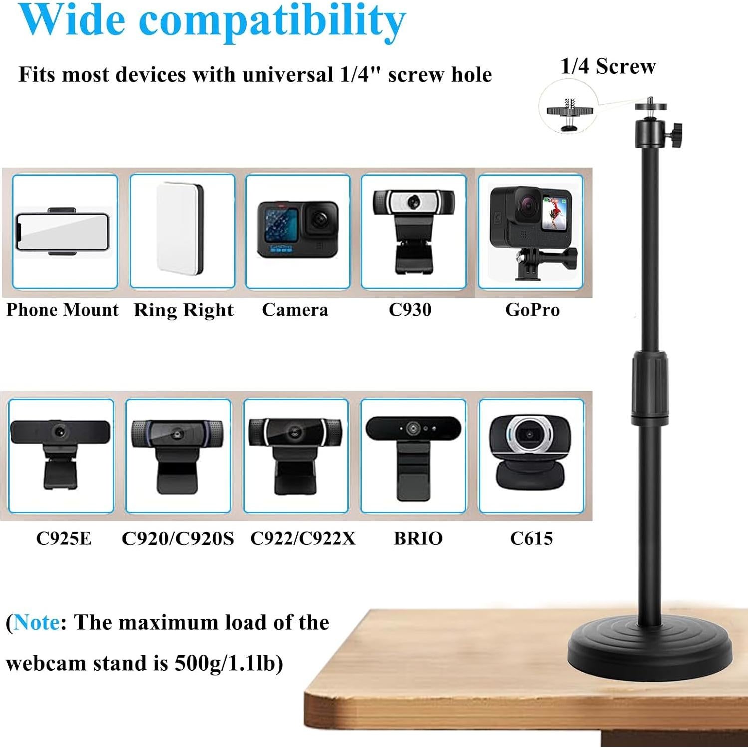Soporte de trípode para webcam Knatpuff ajustable 27-46 cm