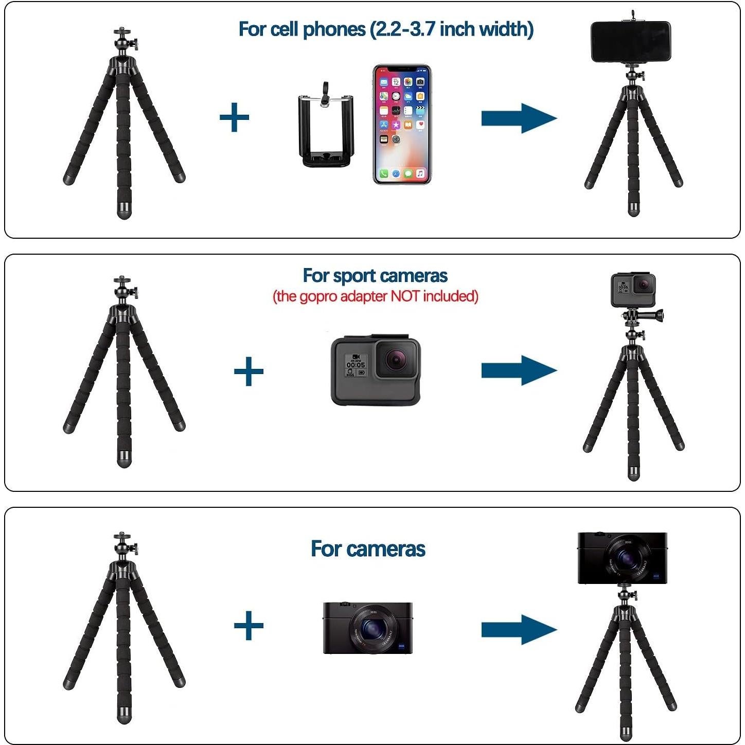 Soporte de trípode mini flexible KAMISAFE con control remoto