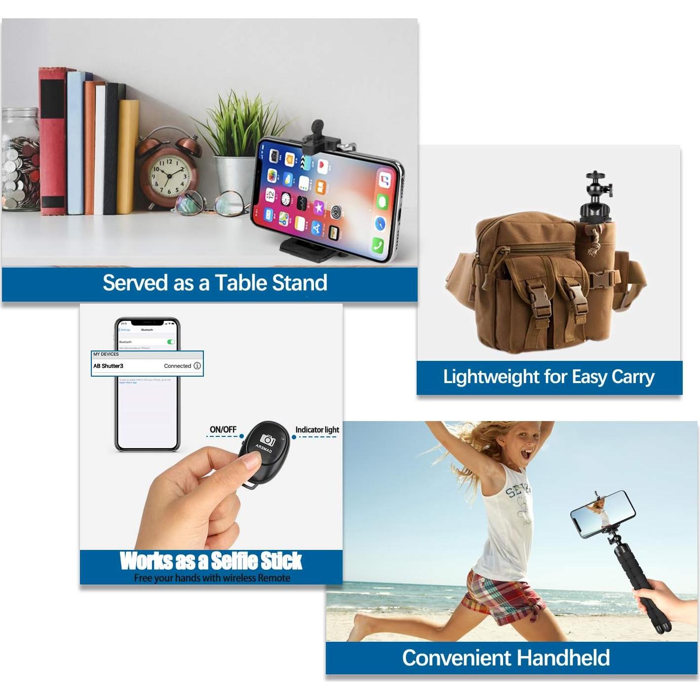 Soporte de trípode mini flexible KAMISAFE con control remoto