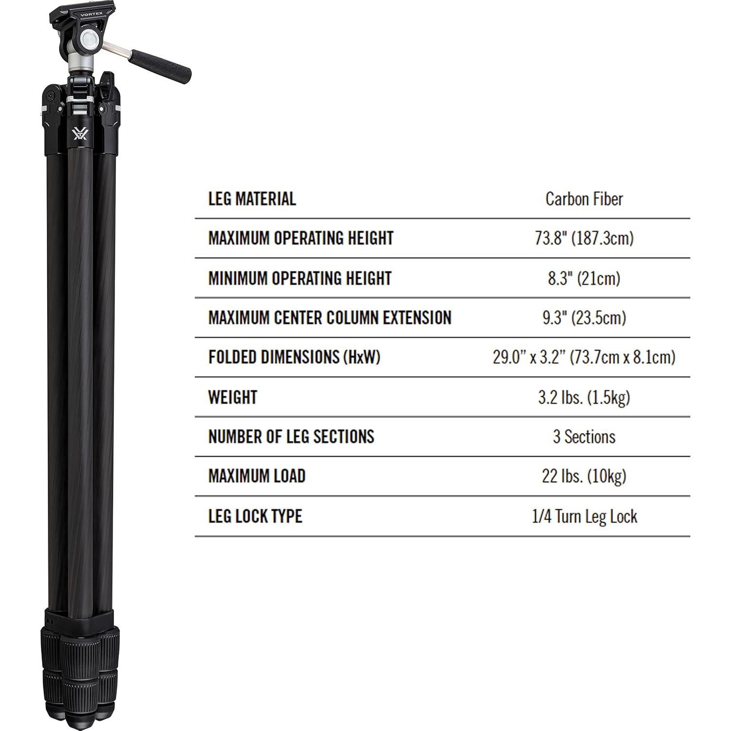 Trípode de Carbono Vortex Optics Ridgeview 187.6 cm
