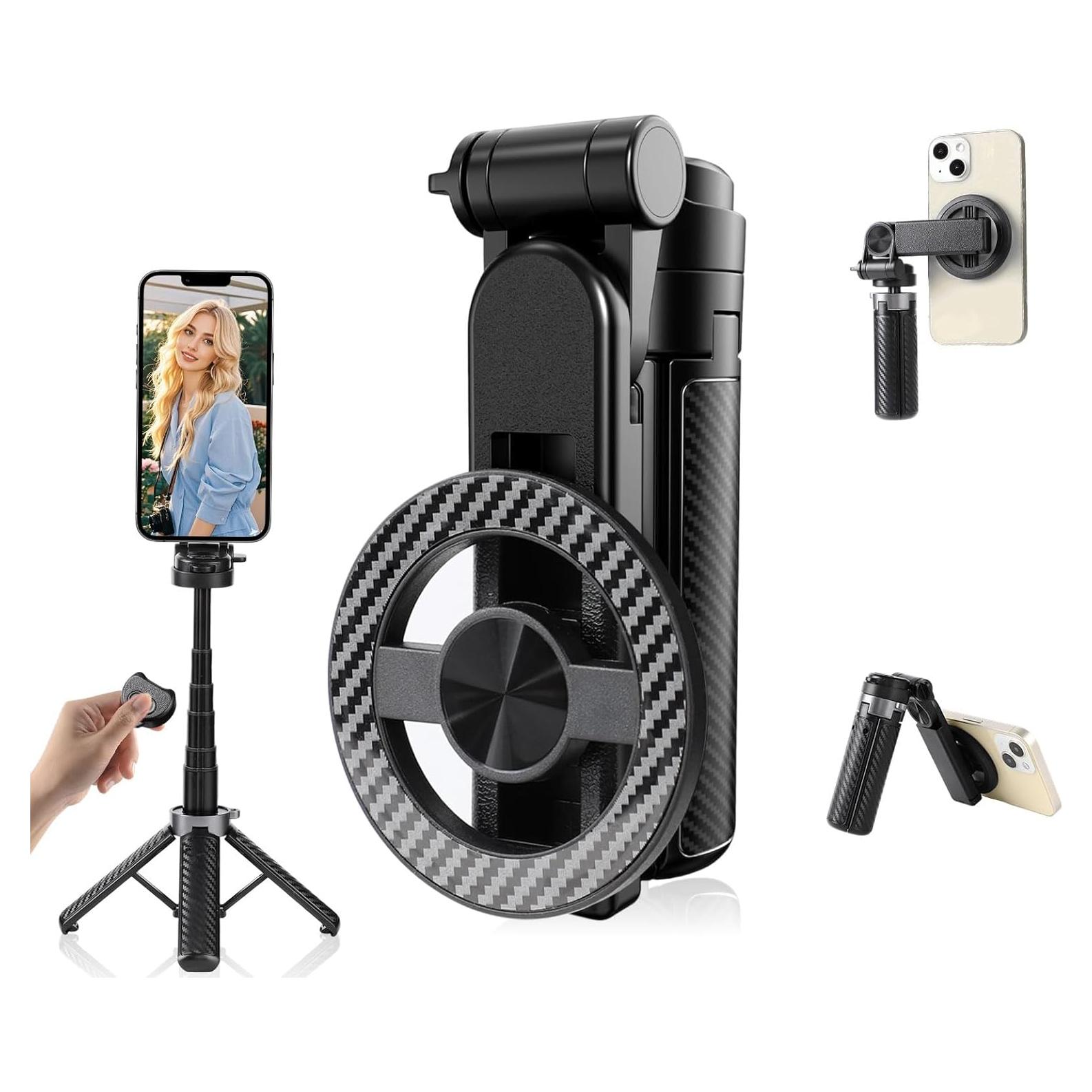 Palo de Selfie Magnético 4-en-1 Rexibuz con Control Remoto