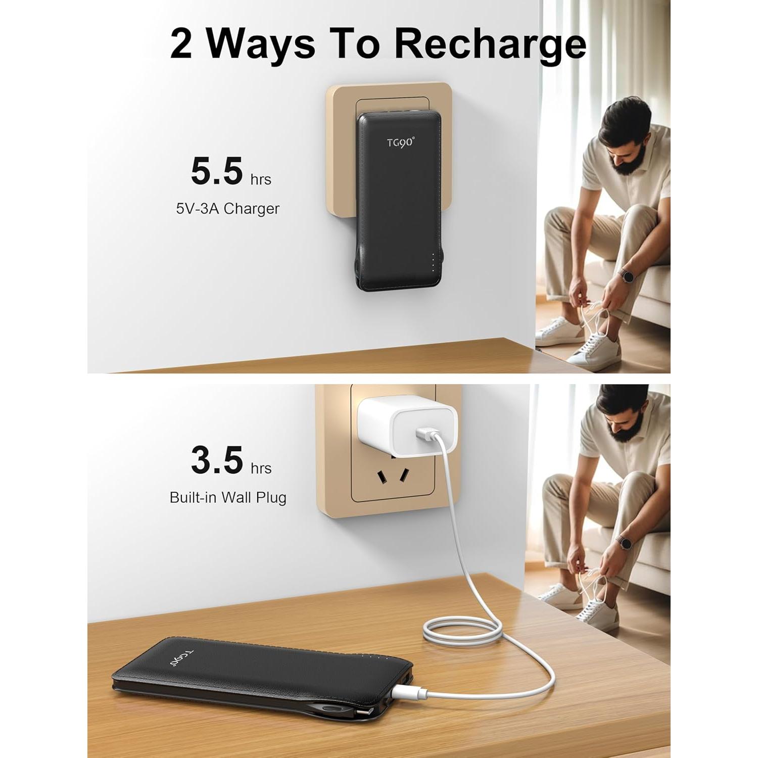 Banco de Energía 10000mAh TG90° 2 Pack Negro y Rosa