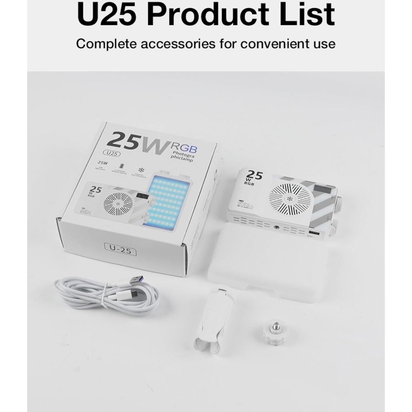 Luz de Video LED Portátil JatureClets 25W RGB 8000 Lúmenes