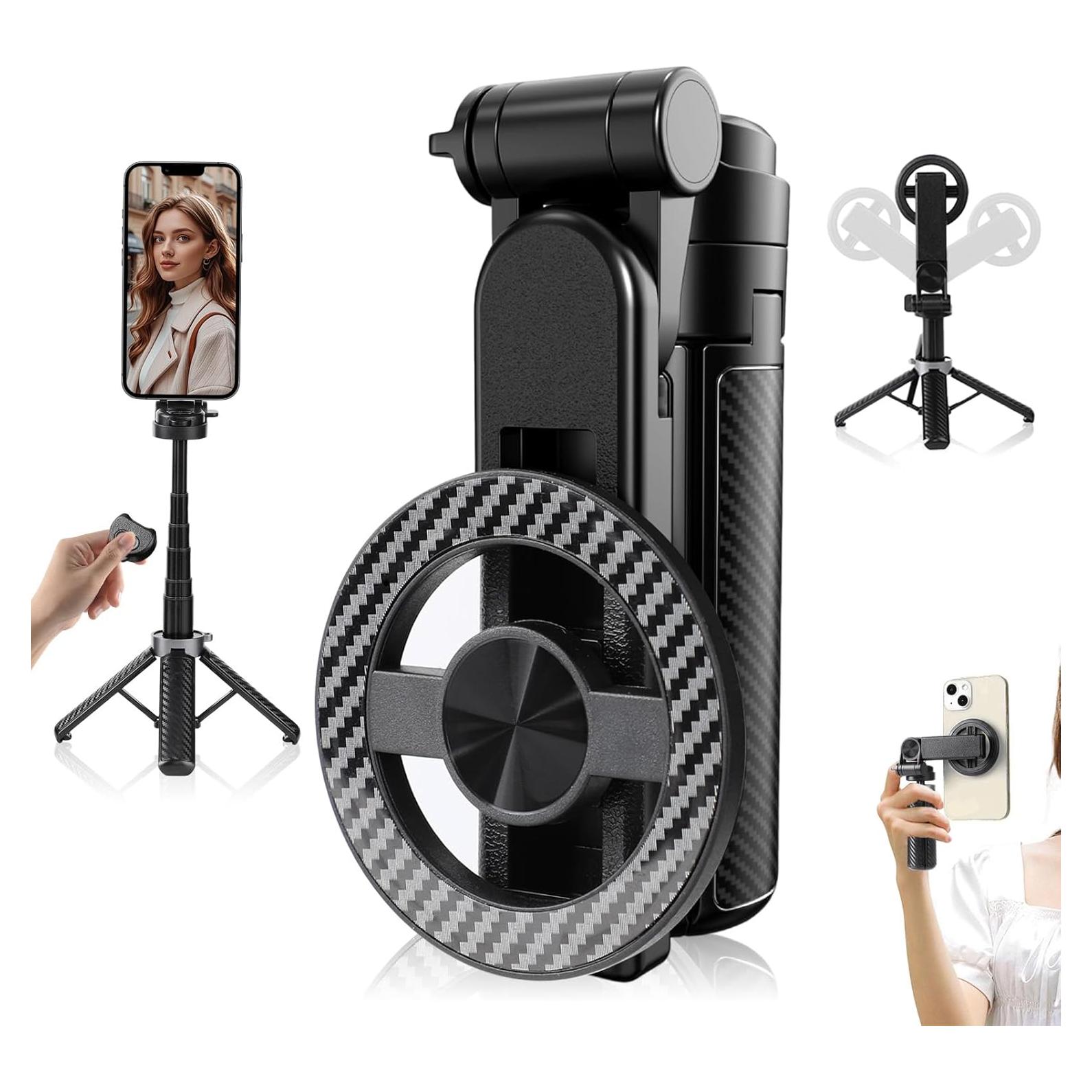 Palo de Selfie Magnético 4-en-1 MAROJEIF con Control Remoto