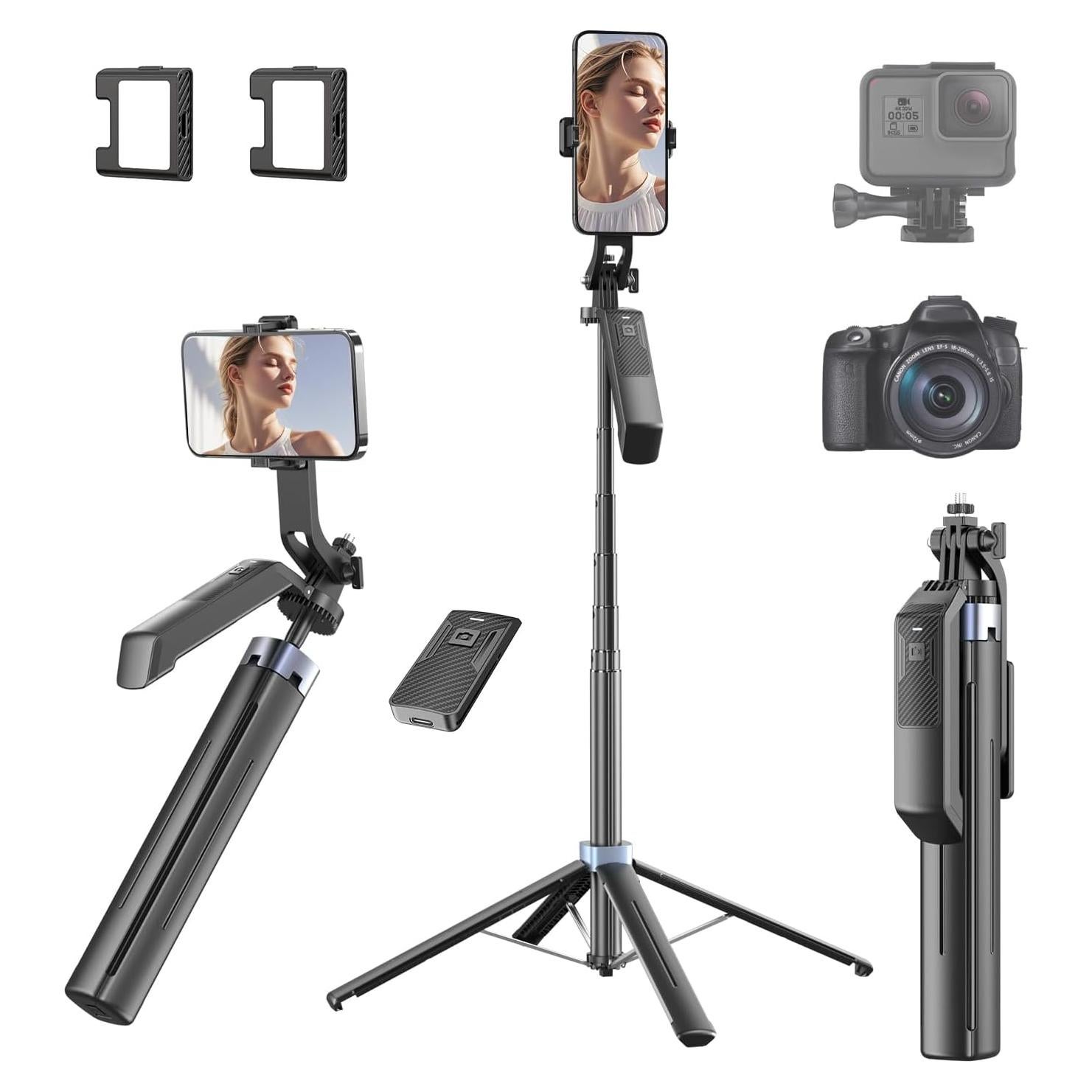 Trípode de Selfie LingoFoto P19 con Control Remoto y Luces LED