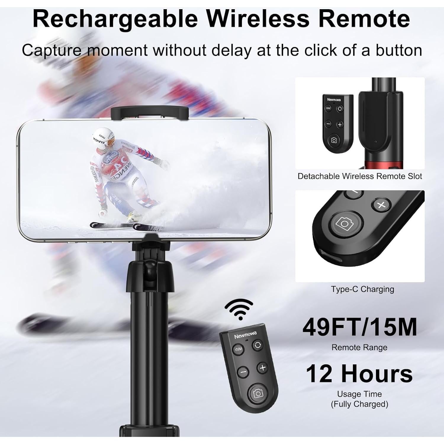 Trípode Selfie Stick Newmowa con Control Remoto para iPhone