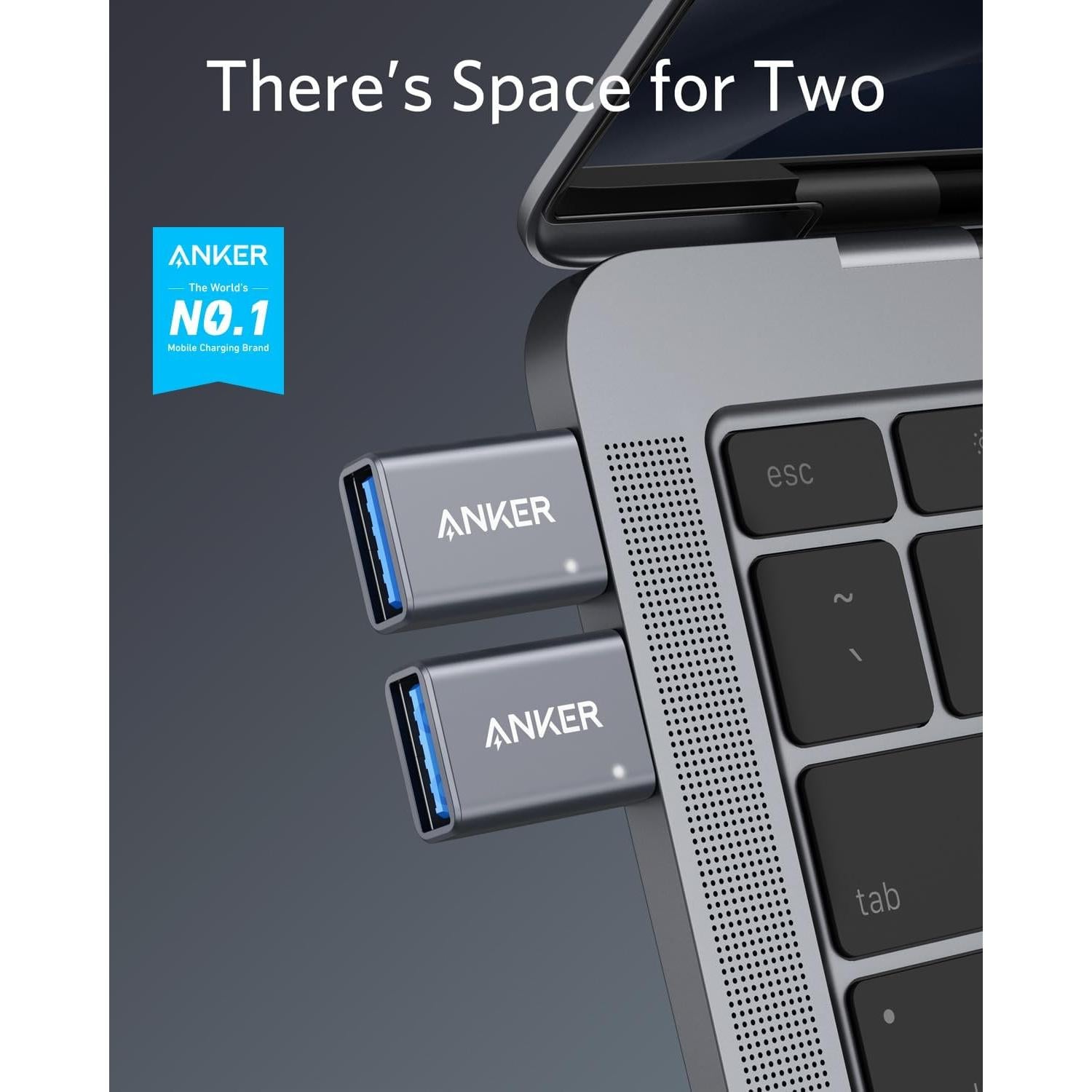 Adaptador USB-C Anker 2 Piezas Alta Velocidad Tipo C a USB 3.0