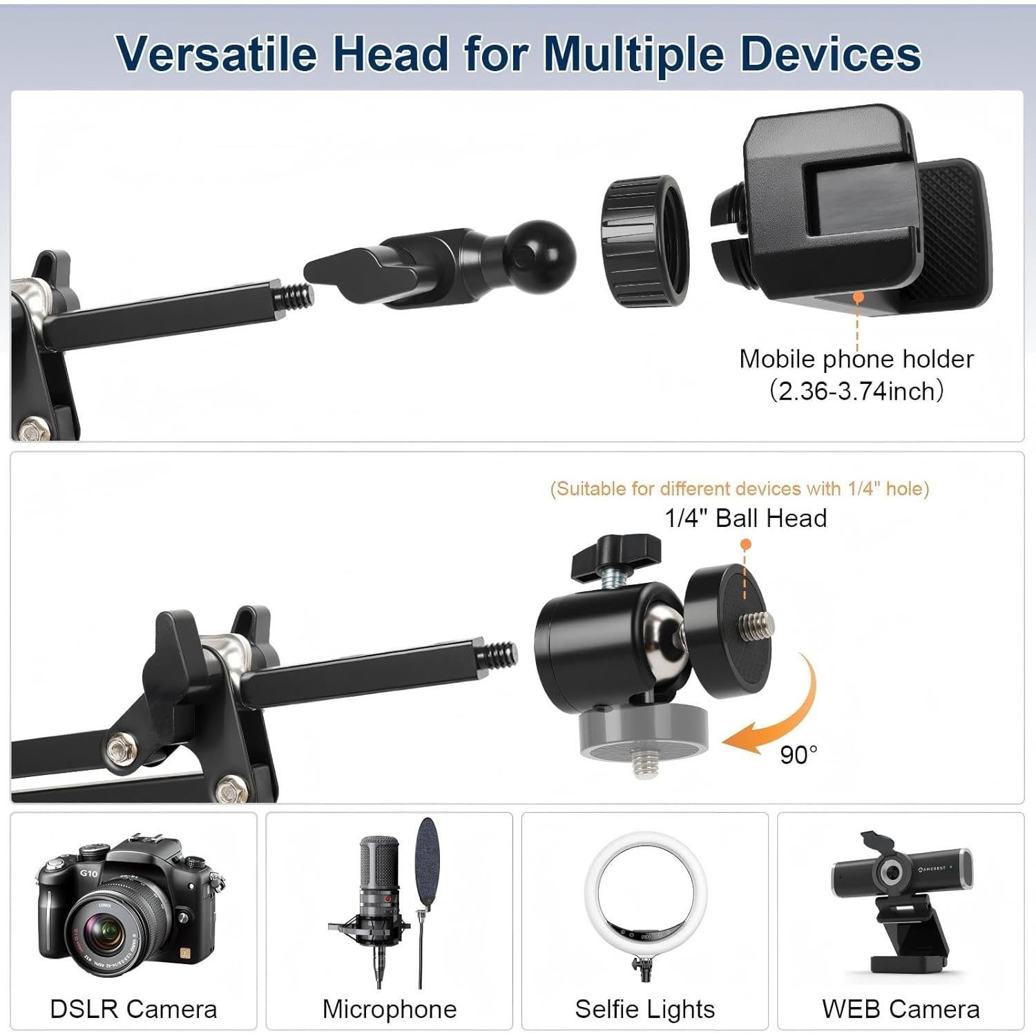 Soporte de Cámara de Escritorio Juttilax con Brazo Ajustable 360°