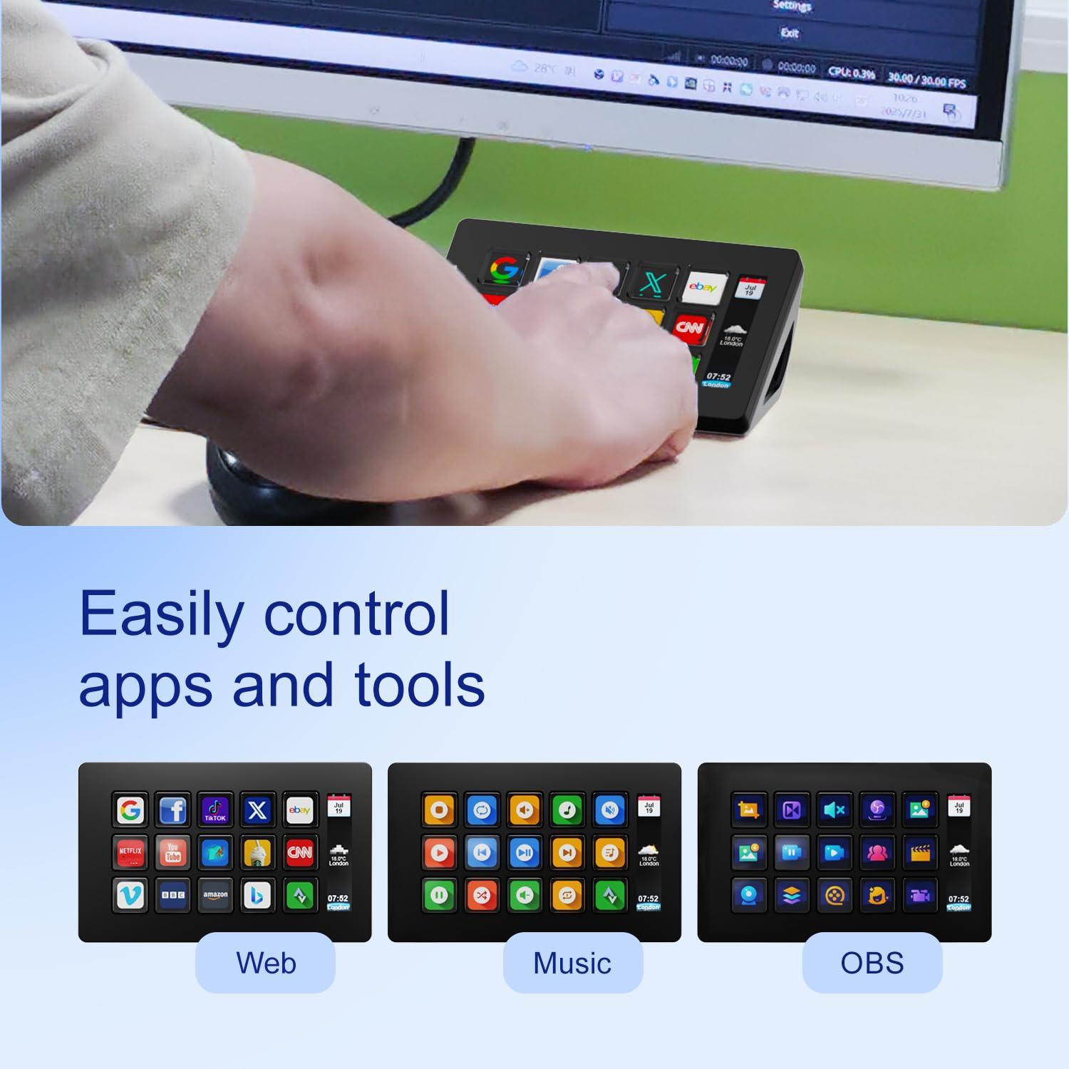 Controlador de transmisión TreasLin HSV293S 15 teclas macro USB