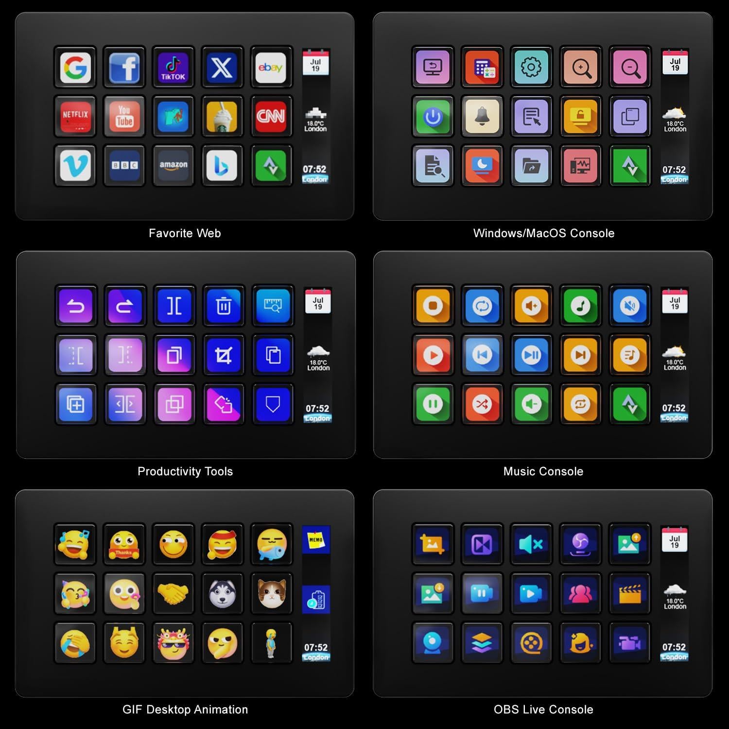 Controlador de transmisión TreasLin HSV293S 15 teclas macro USB