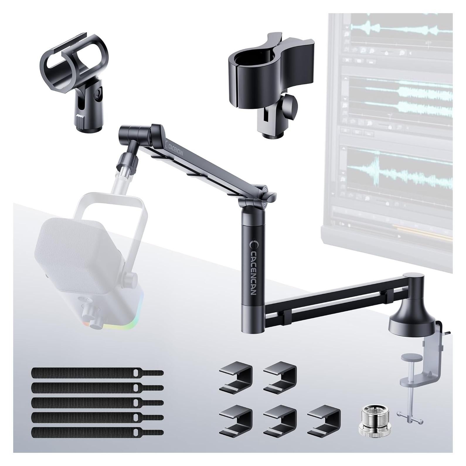 Soporte de Micrófono M05 Pro Negro 360° Ajustable para Estudio