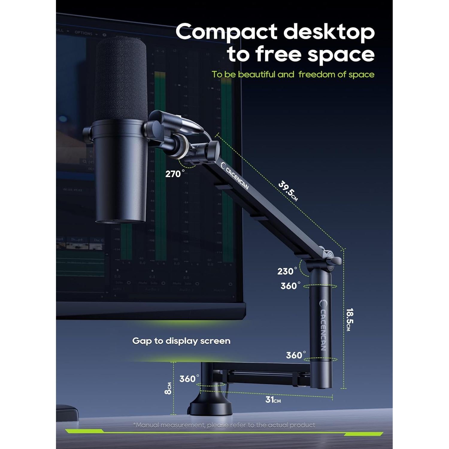 Soporte de Micrófono M05 Pro Negro 360° Ajustable para Estudio