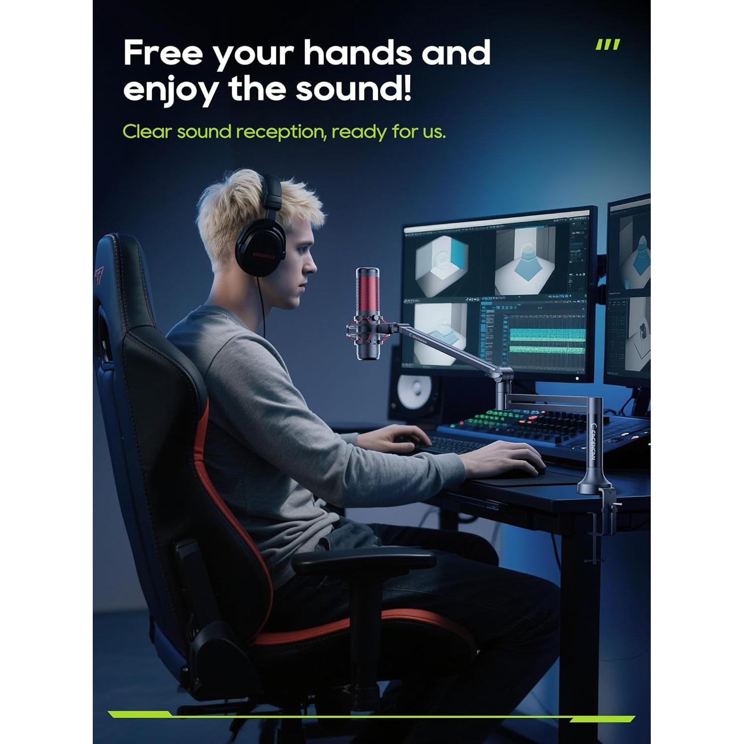 Soporte de Micrófono M05 Pro Negro 360° Ajustable para Estudio