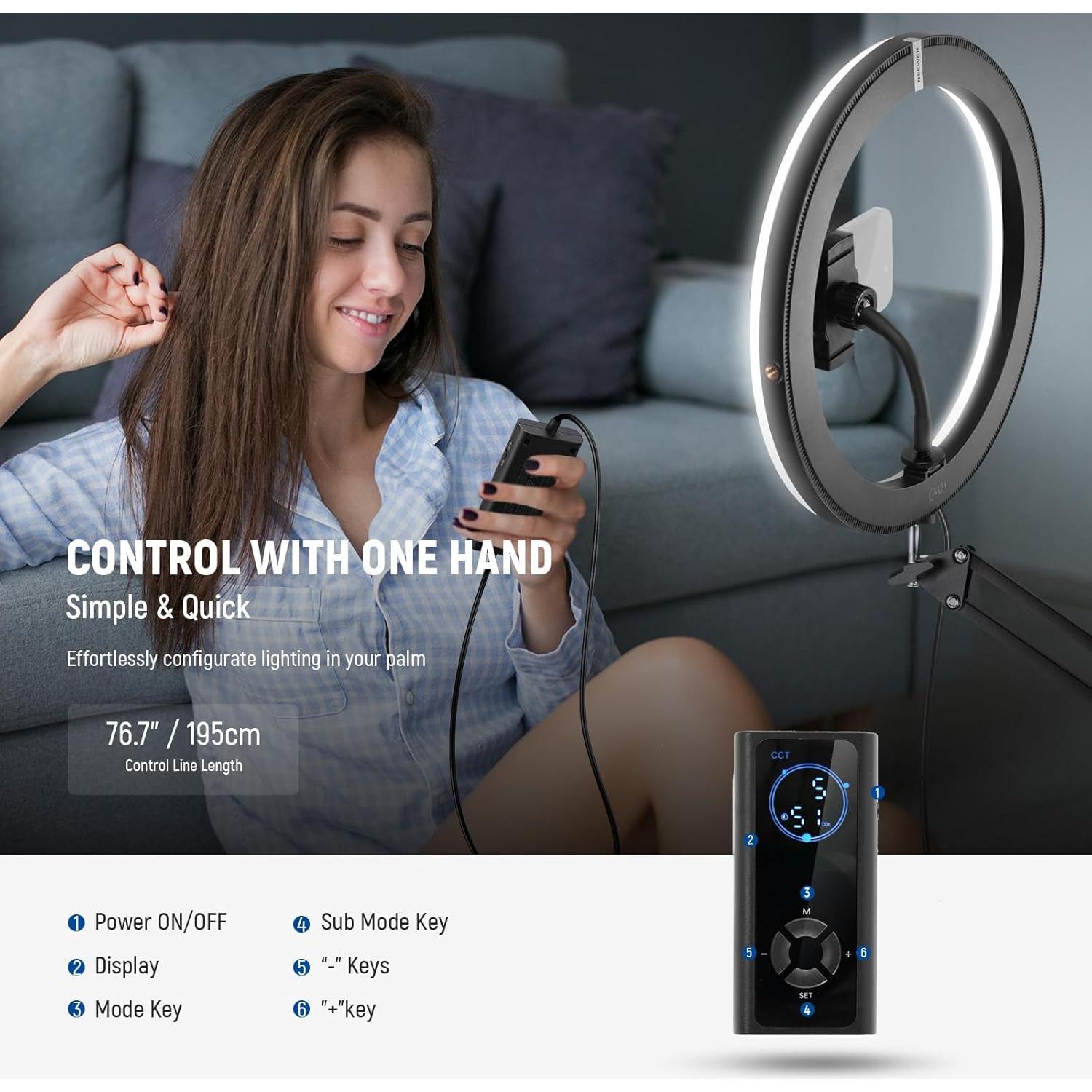 Luz de Anillo LED NEEWER 30cm 24W Bi Color Soporte Ajustable