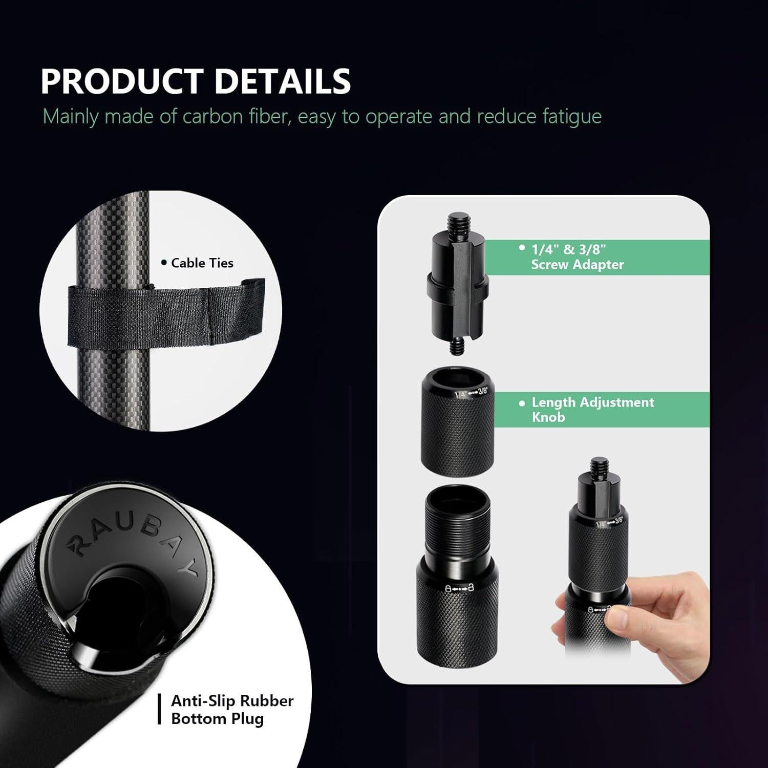 Brazo de Micrófono RAUBAY MA01 Extensible 1.1m a 2.7m