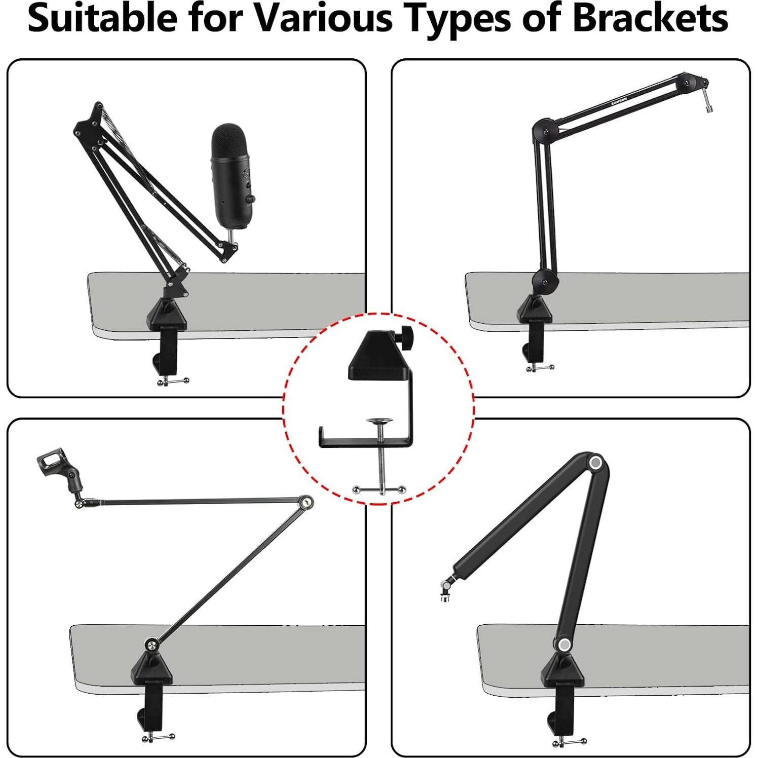 Soporte de Micrófono Geekria con Abrazadera de Escritorio Ajustable