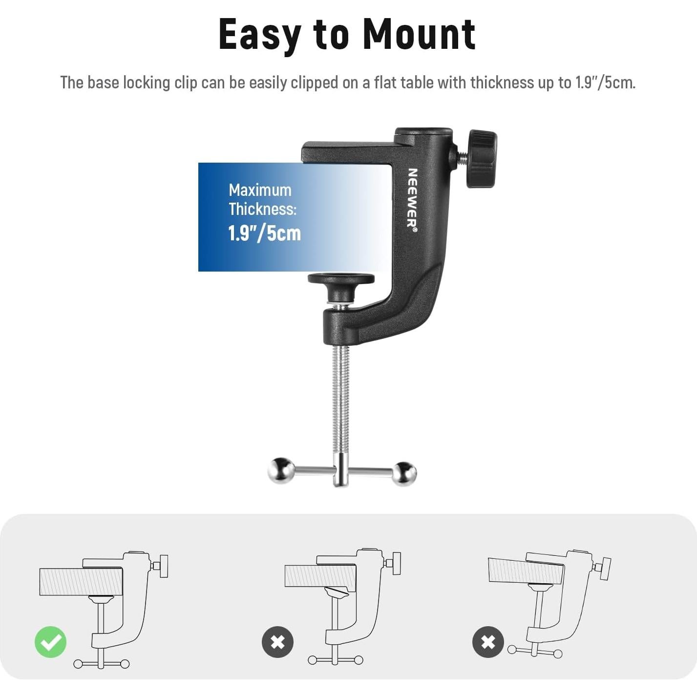 Abrazadera de Montaje en Mesa NEEWER para Soporte de Micrófono